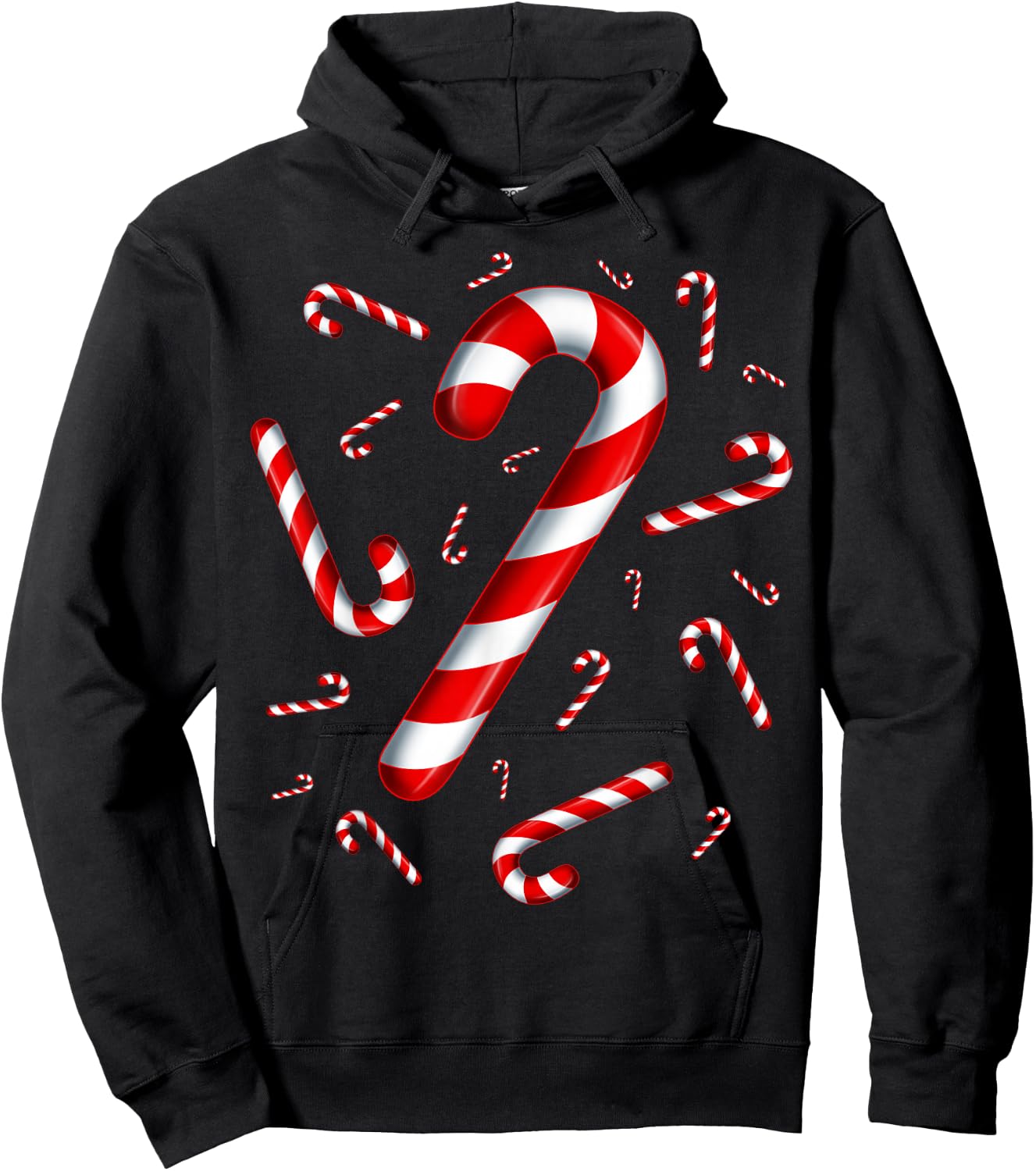 Candy Cane Christmas Candy Matching Family Hoodie - Hoodie | Black