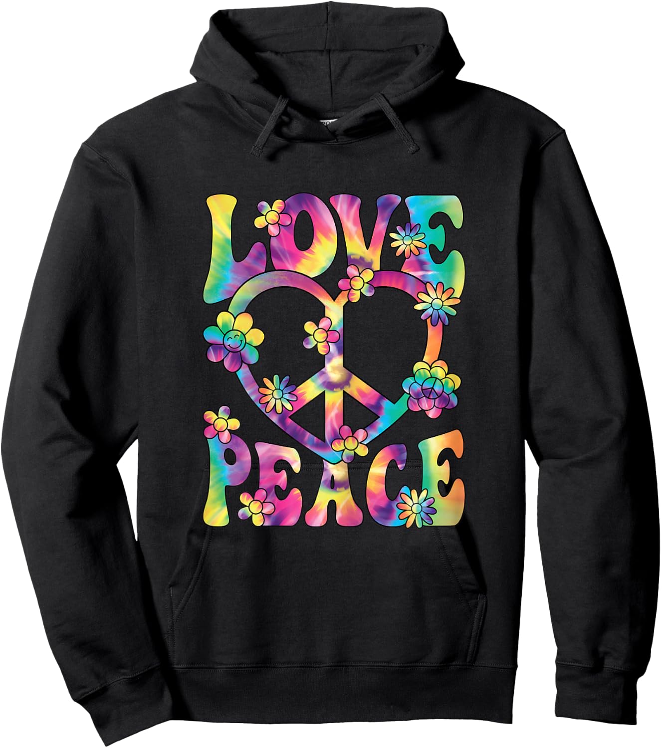 60s 70s Hippie Love Peace Groovy Party Outfit Retro , black Hoodie - Hoodie | Black