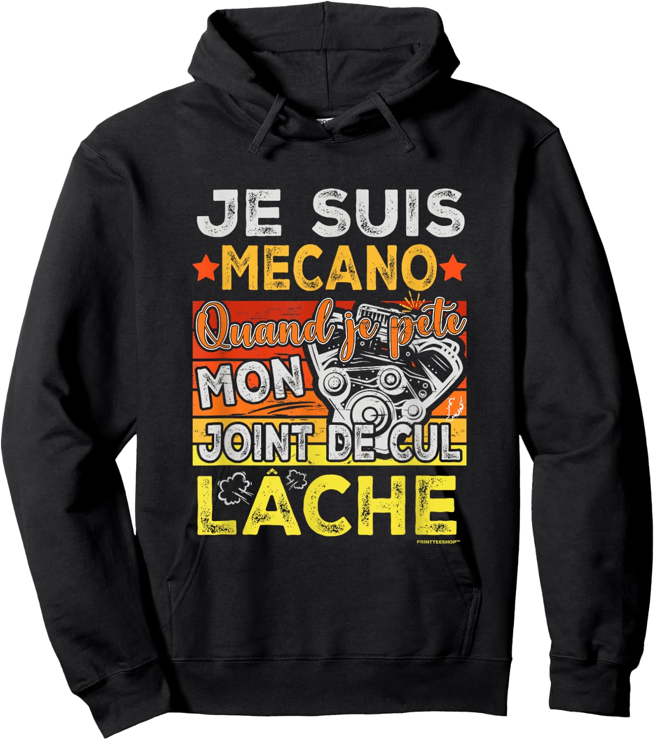 Mechanic Humour Mechanical Cylinder Head Gasket – Man Mécano , Black, S Hoodie - Hoodie | Black
