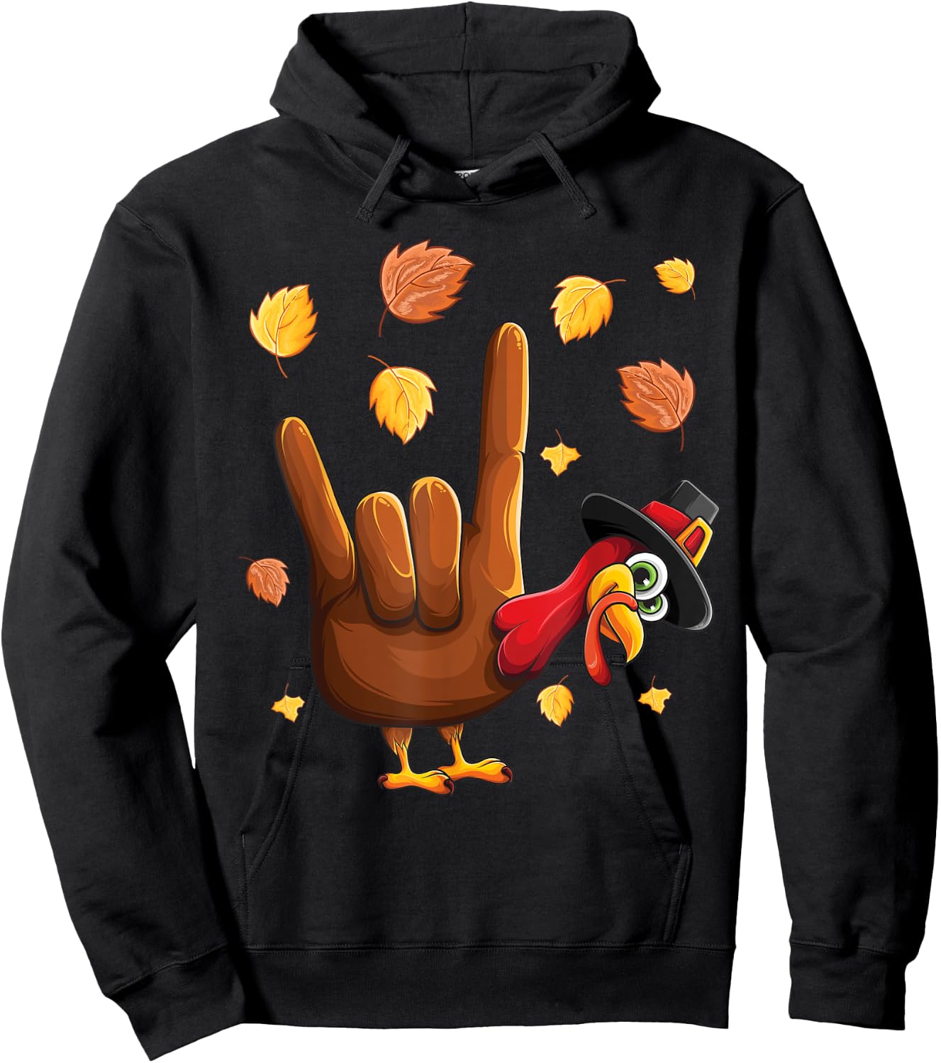 ASL Tukey American Sign Language I Love You Thanksgiving Hoodie - Hoodie | Black