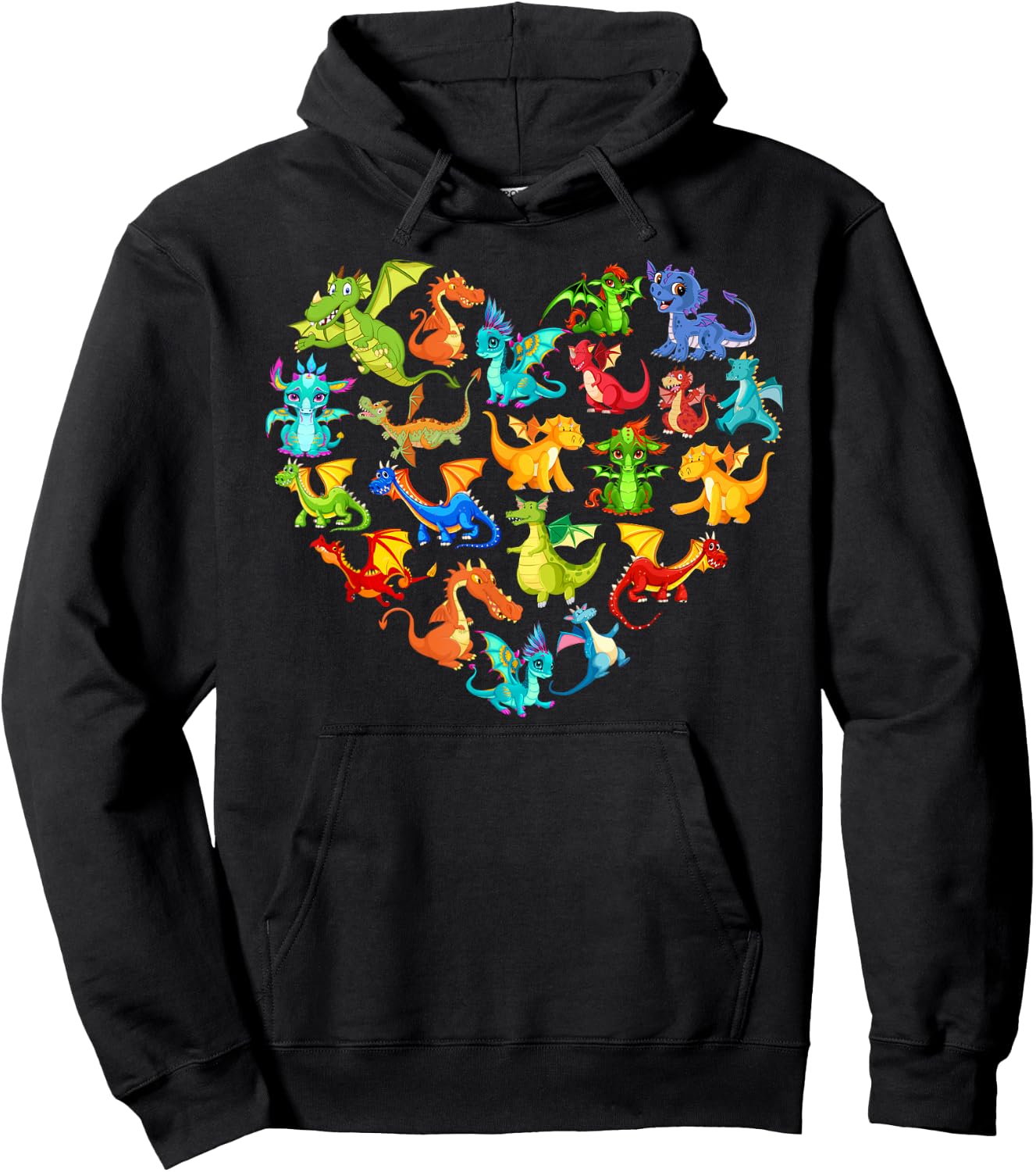 Dragon Lover Heart , Girls, Kids. Dragon , black Hoodie - Hoodie | Black