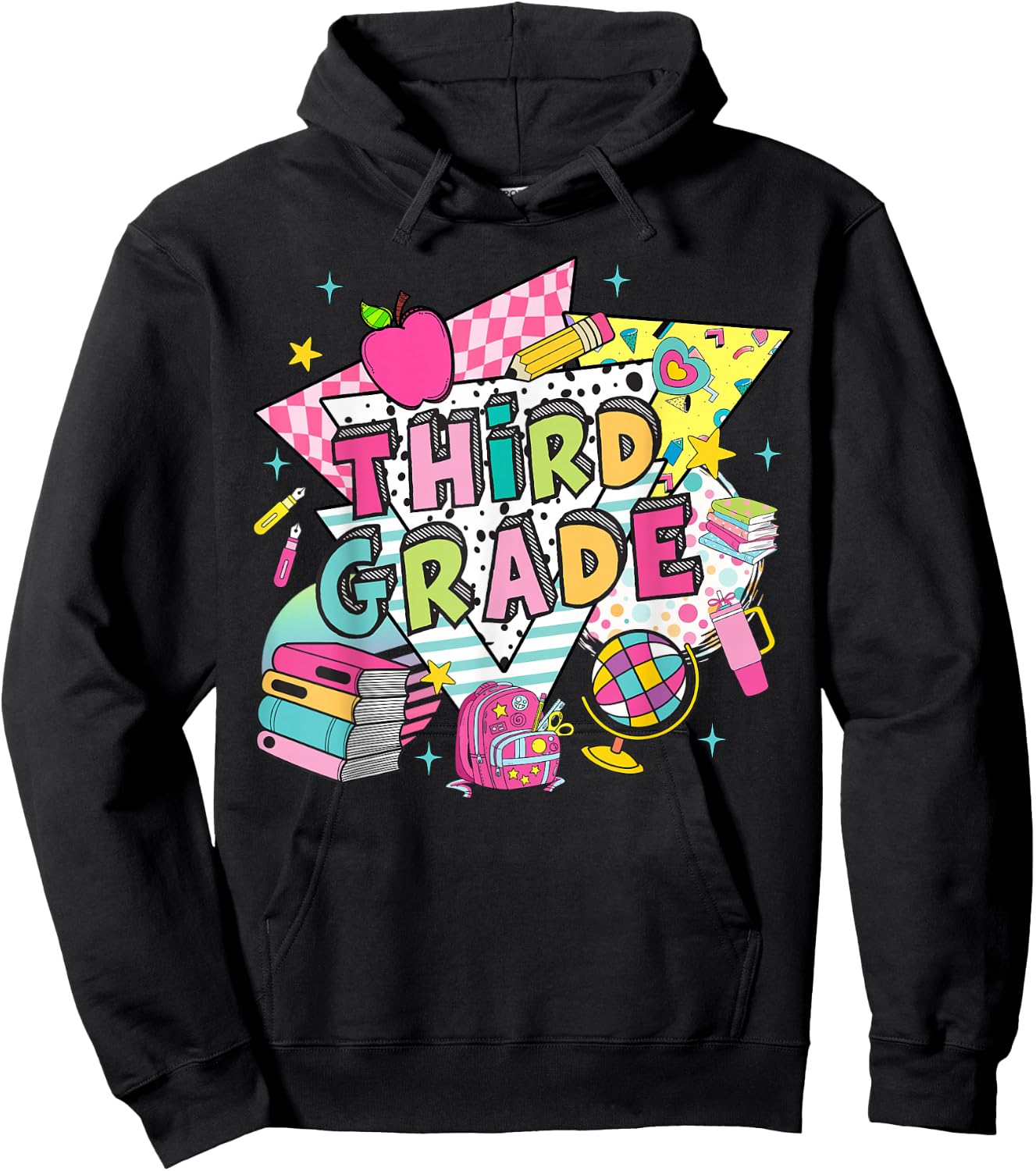 Third Grade Teachers Students Retro 90s Back To School Hoodie - Hoodie | Black