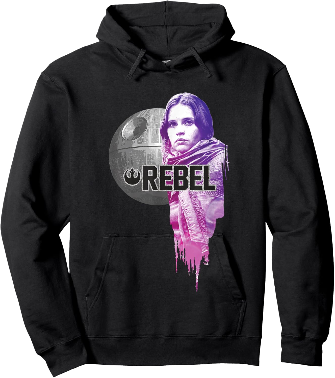 Star Wars Rogue One Iconic Jyn Erso Rebel Big Chest Portrait Hoodie - Hoodie | Black