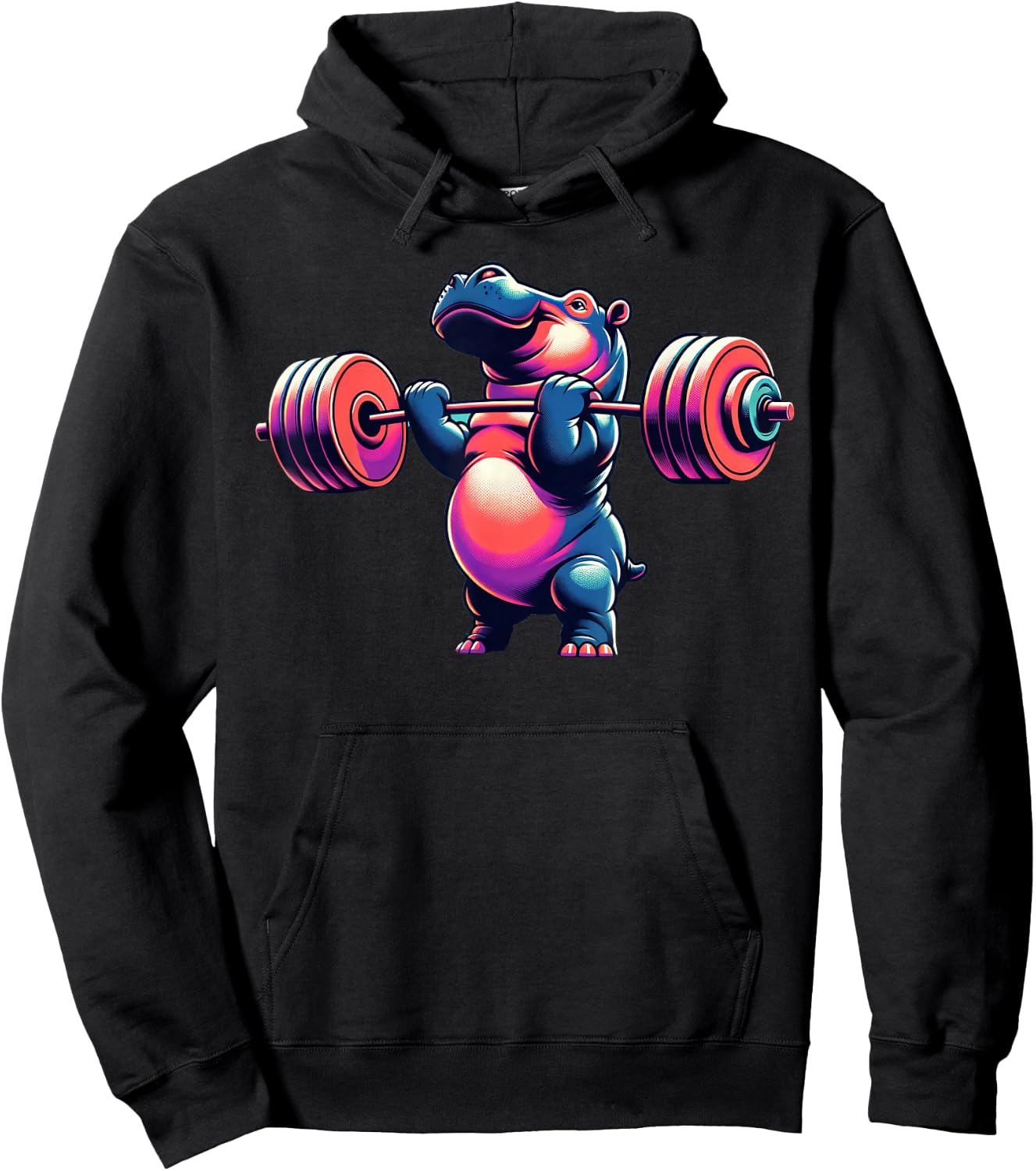 Hippo Powerlifting Weightlifting Gym Workout Hippopotamus Hoodie - Hoodie | Black
