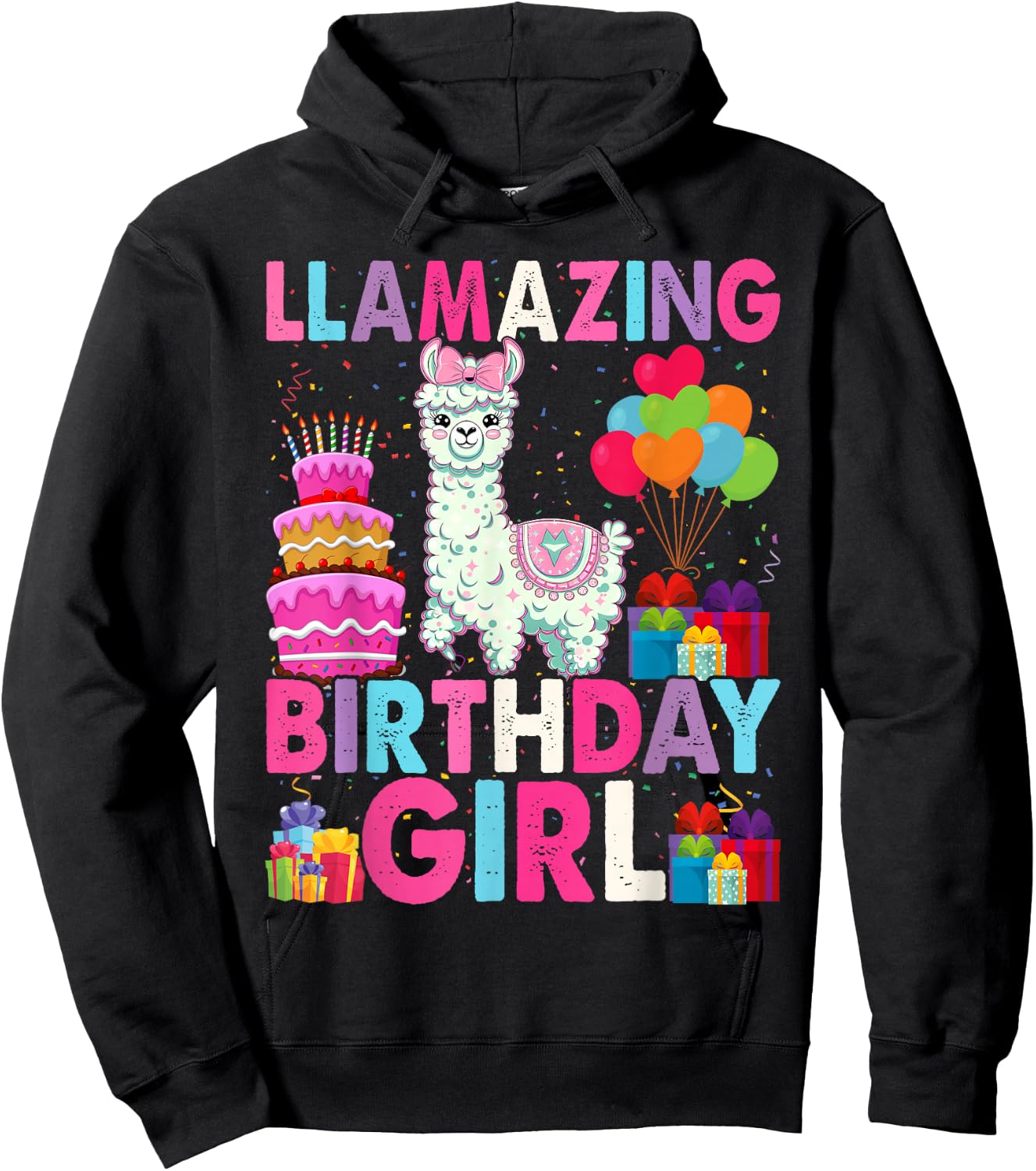Llama Birthday Girl Llamazing Birthday Alpaca Llama Girl Hoodie - Hoodie | Black