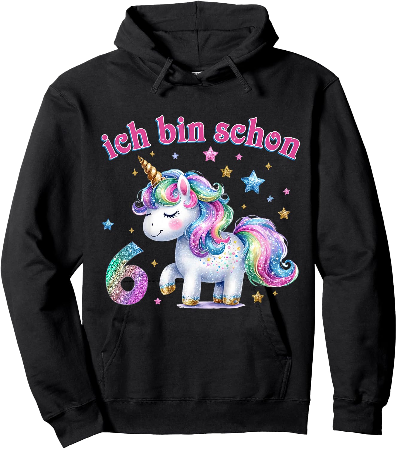 Children's 6th Birthday Girl Gifts 6 Years Old Unicorn Decorative , black Hoodie - Hoodie | Black