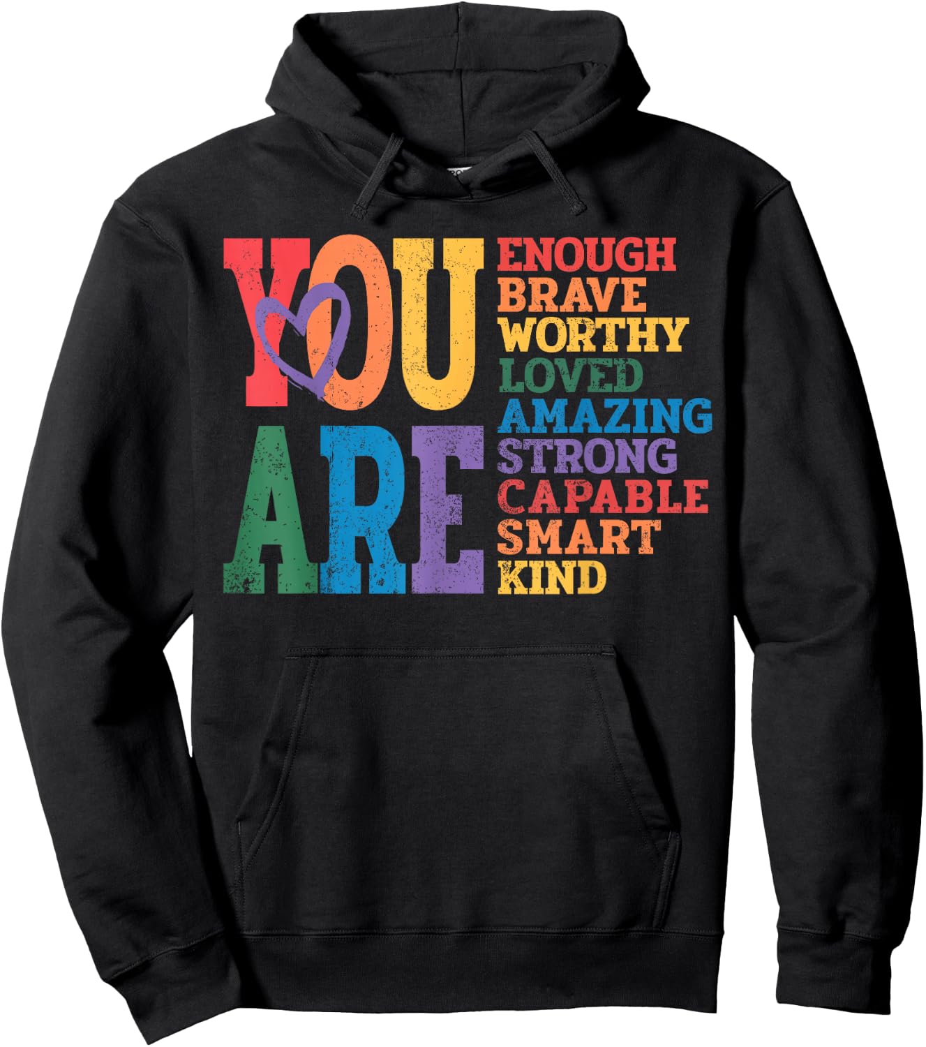 You are Enough Brave Worthy Lesbian Gay Rainbow LGBTQ Pride Hoodie - Hoodie | Black