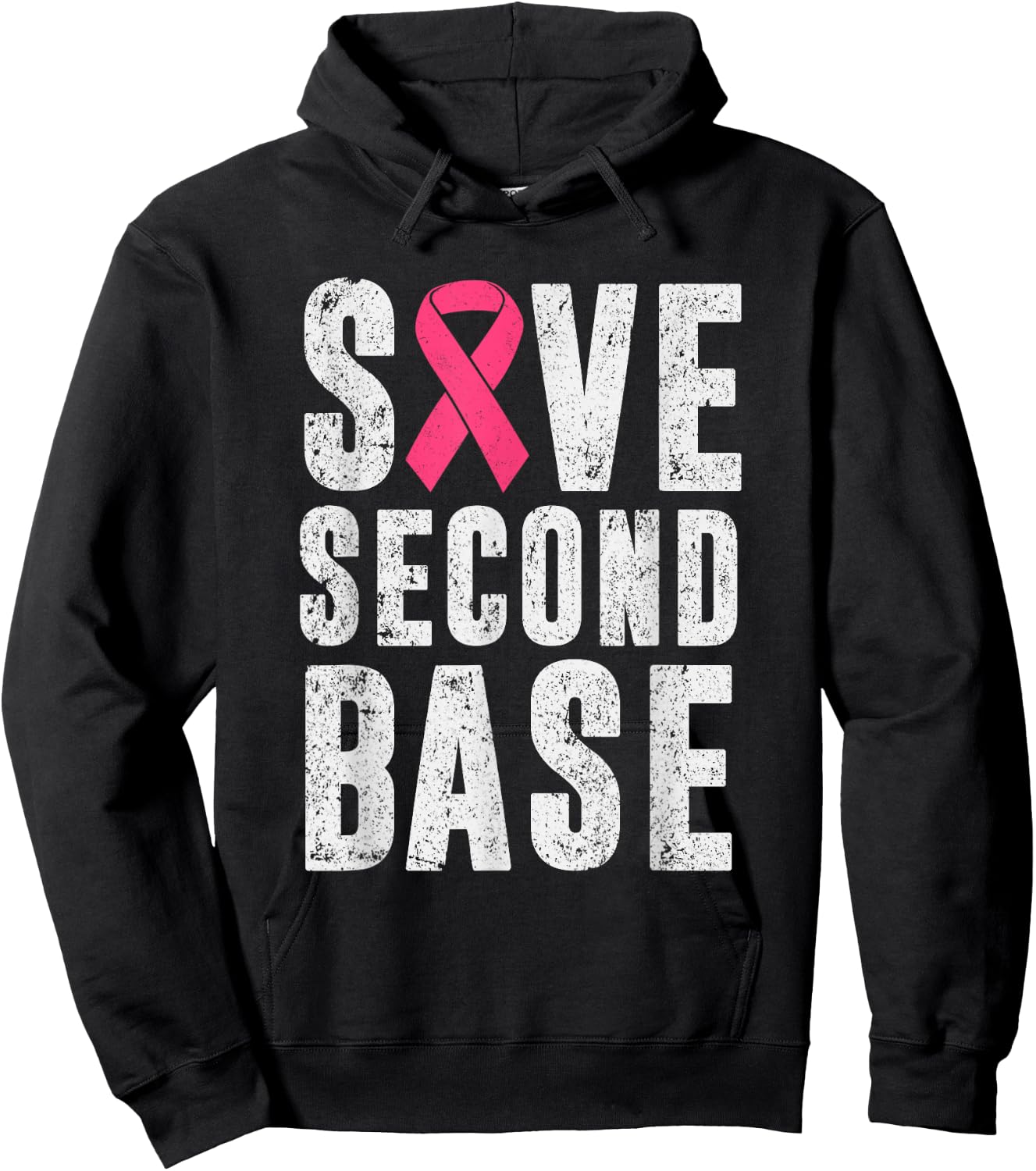 Funny Breast Cancer Awareness Month Save Second 2nd Base Hoodie - Hoodie | Black