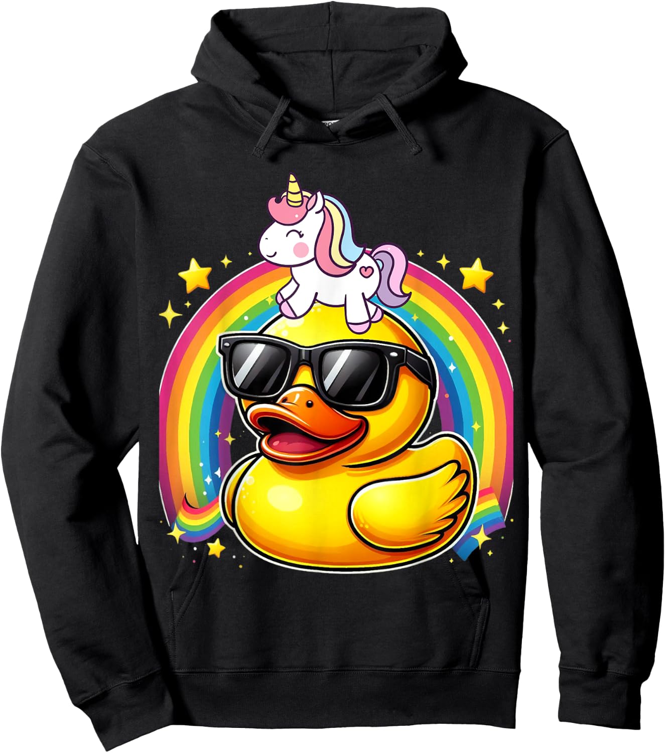 Unicorn Riding Rubber Duck Boys Girls Men Women Kids Teens Hoodie - Hoodie | Black