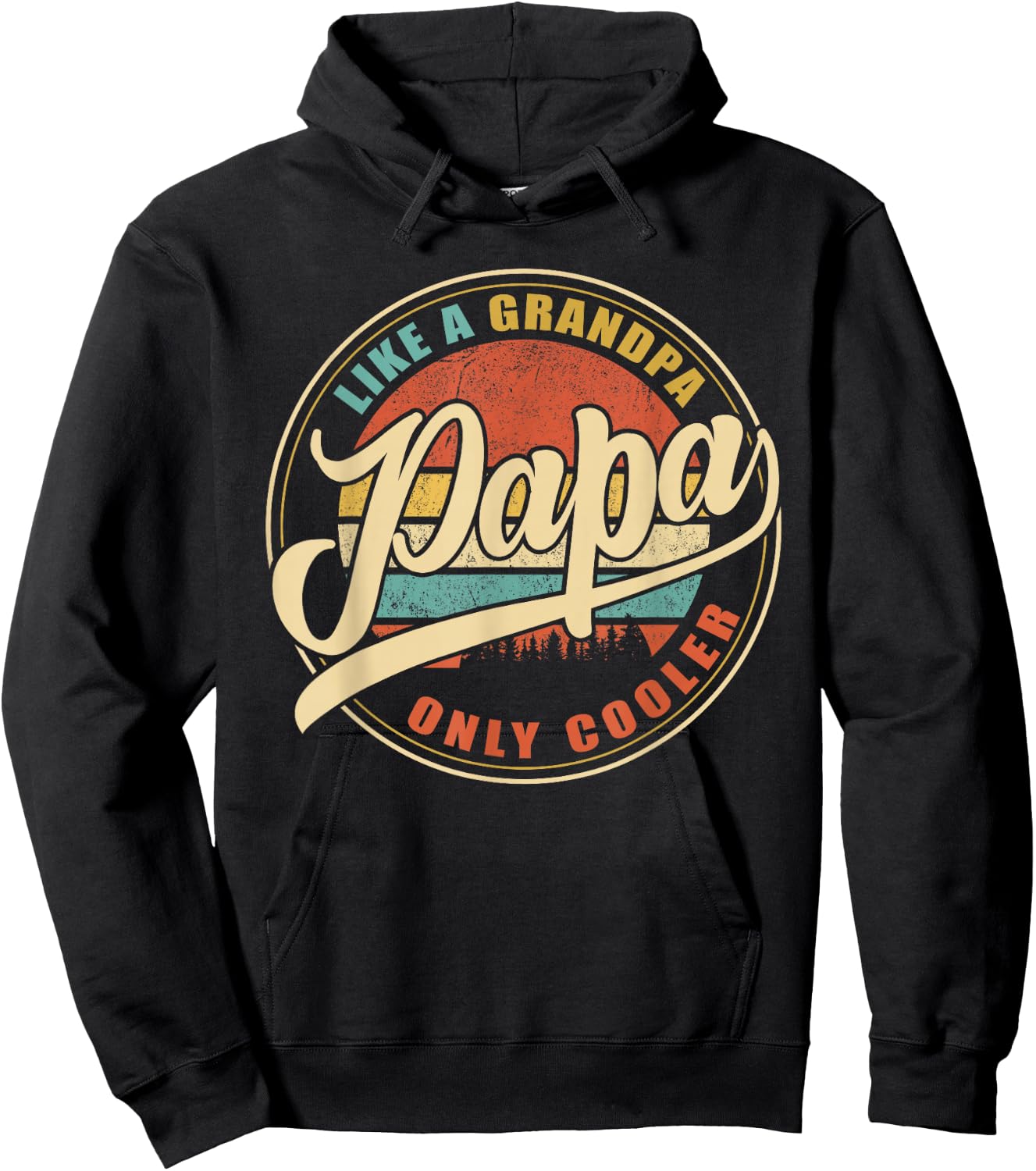 PAPA Like A Grandpa Only Cooler Funny Dad Papa Grandfather Hoodie - Hoodie | Black
