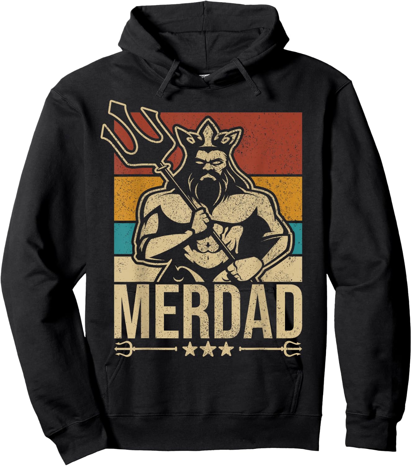 Merdaddy Mermaid Dad Costume Merman Fathers Day Party Outfit Hoodie - Hoodie | Black