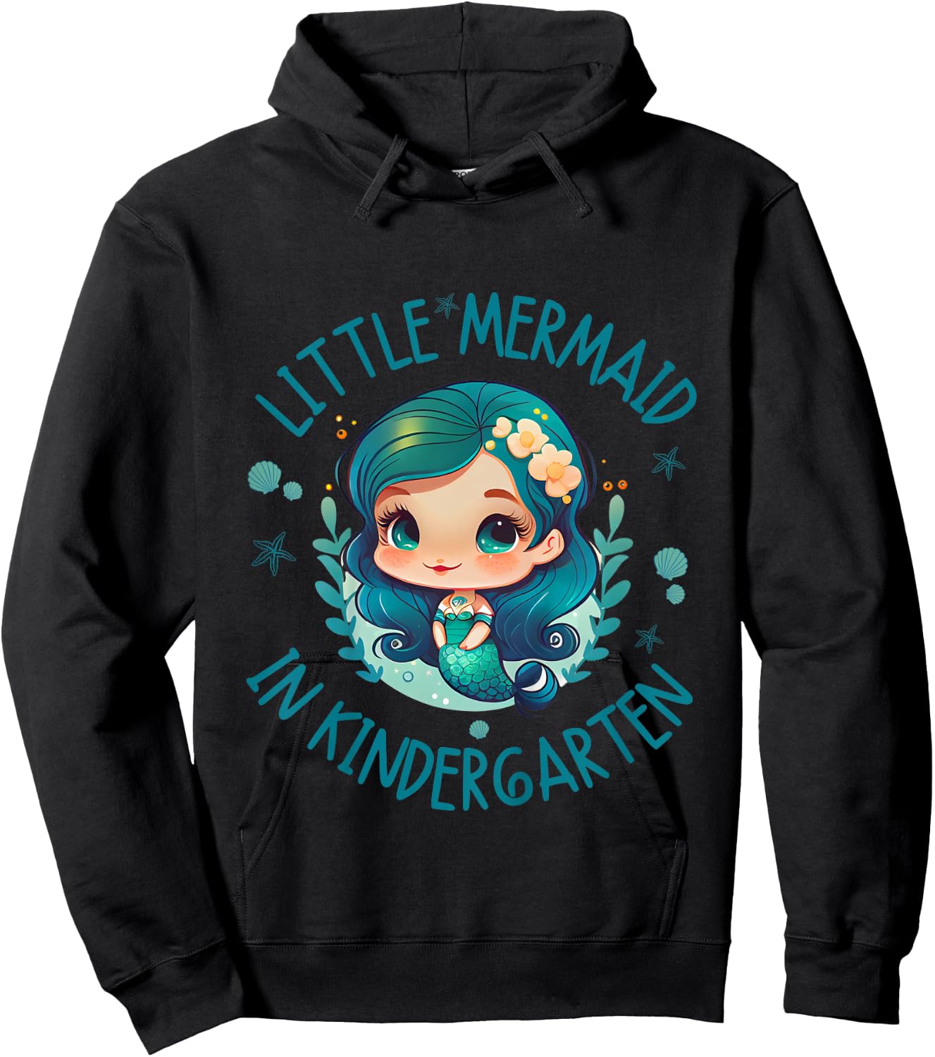 Kids Cute Kindergarten Girls Little Mermaid In Kindergarten Hoodie - Hoodie | Black