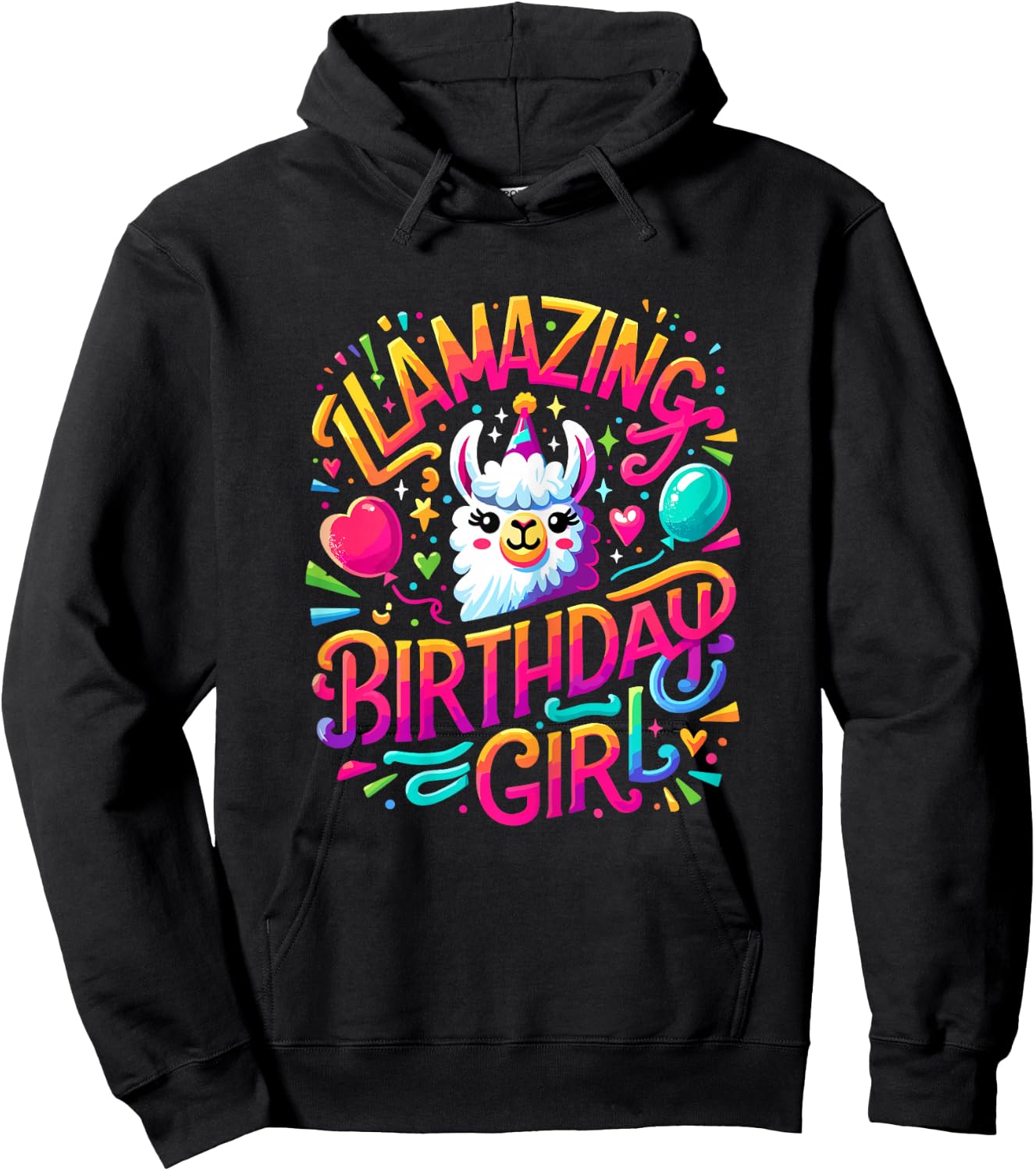 Llamazing Birthday Girl Llama Birthday Girl Alpaca Llama Hoodie - Hoodie | Black