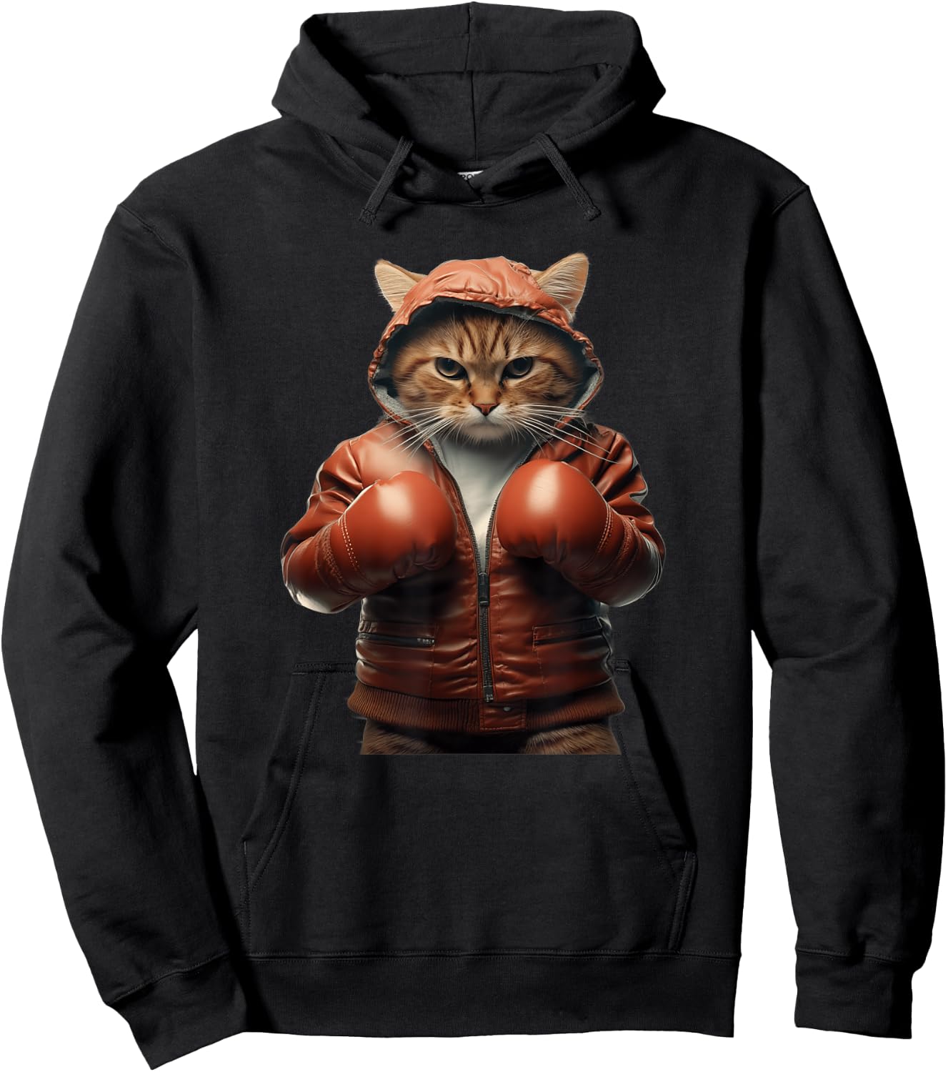 Funny boxing cat with boxing gloves Women Girls Kids Hoodie - Hoodie | Black