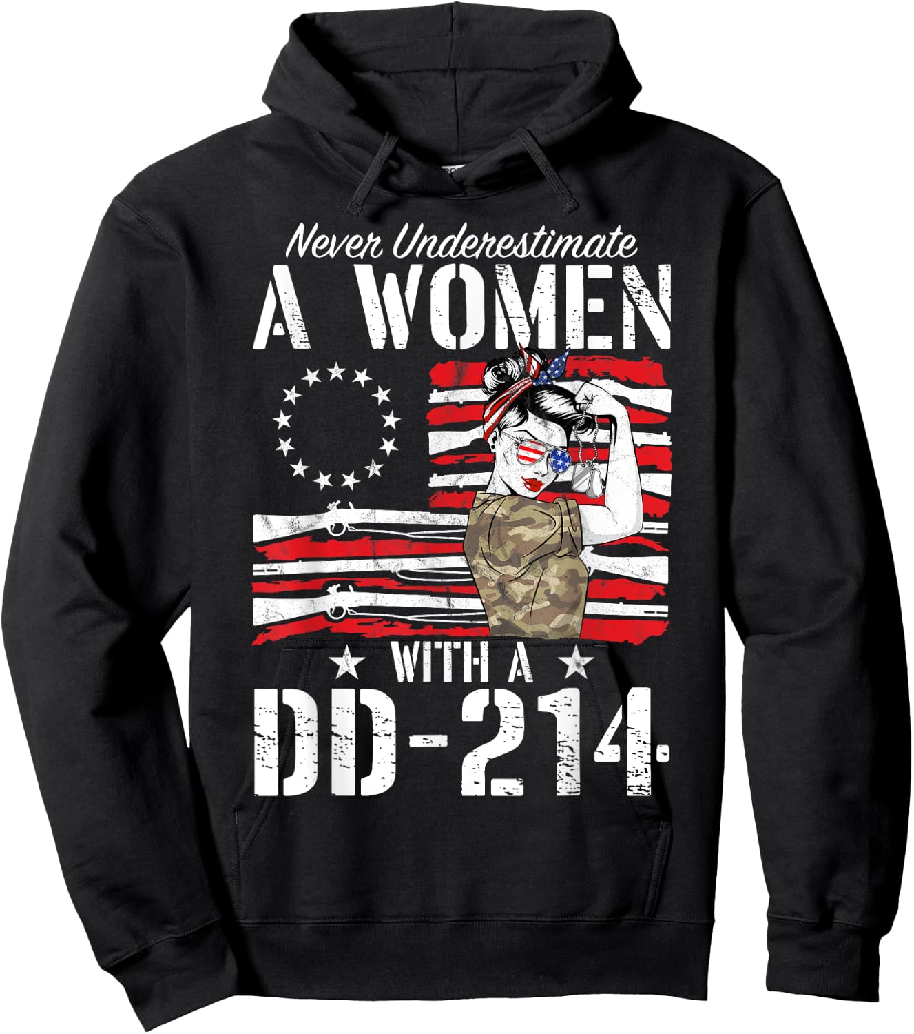 Veteran Never Underestimate A Women With A DD-214 Gun Rights Hoodie - Hoodie | Black
