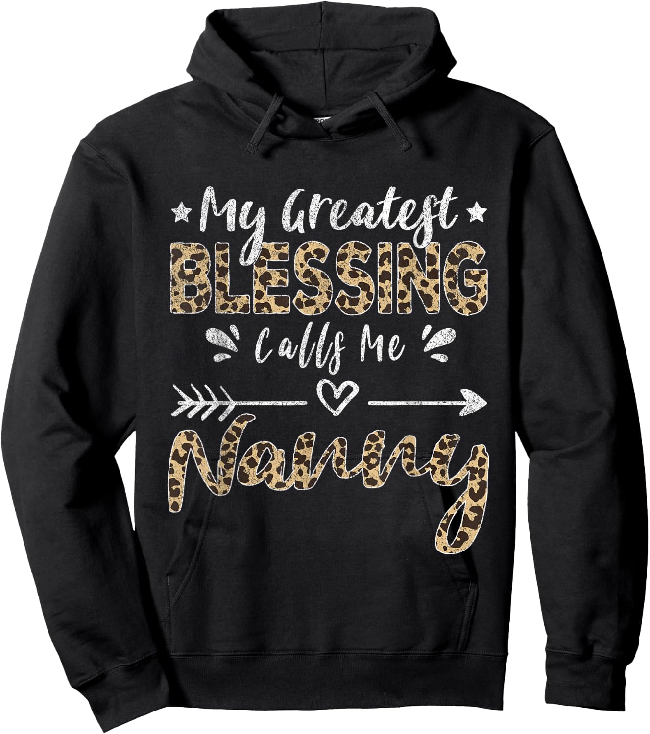 My Greatest Blessing Calls Me Nanny Leopard Hoodie - Hoodie | Black