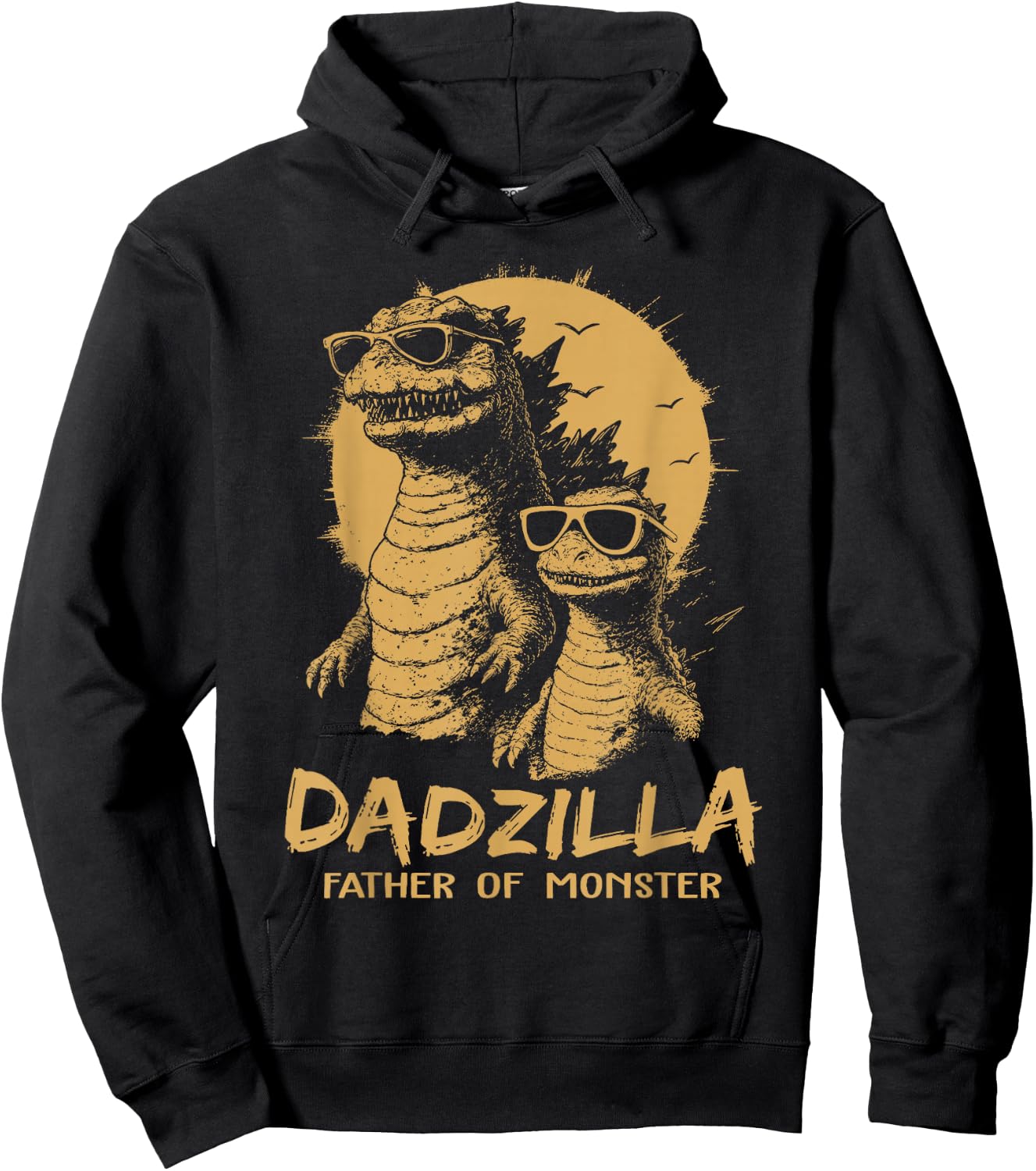 Funny Dadzilla Father of Monster Dad Humor Hoodie - Hoodie | Black