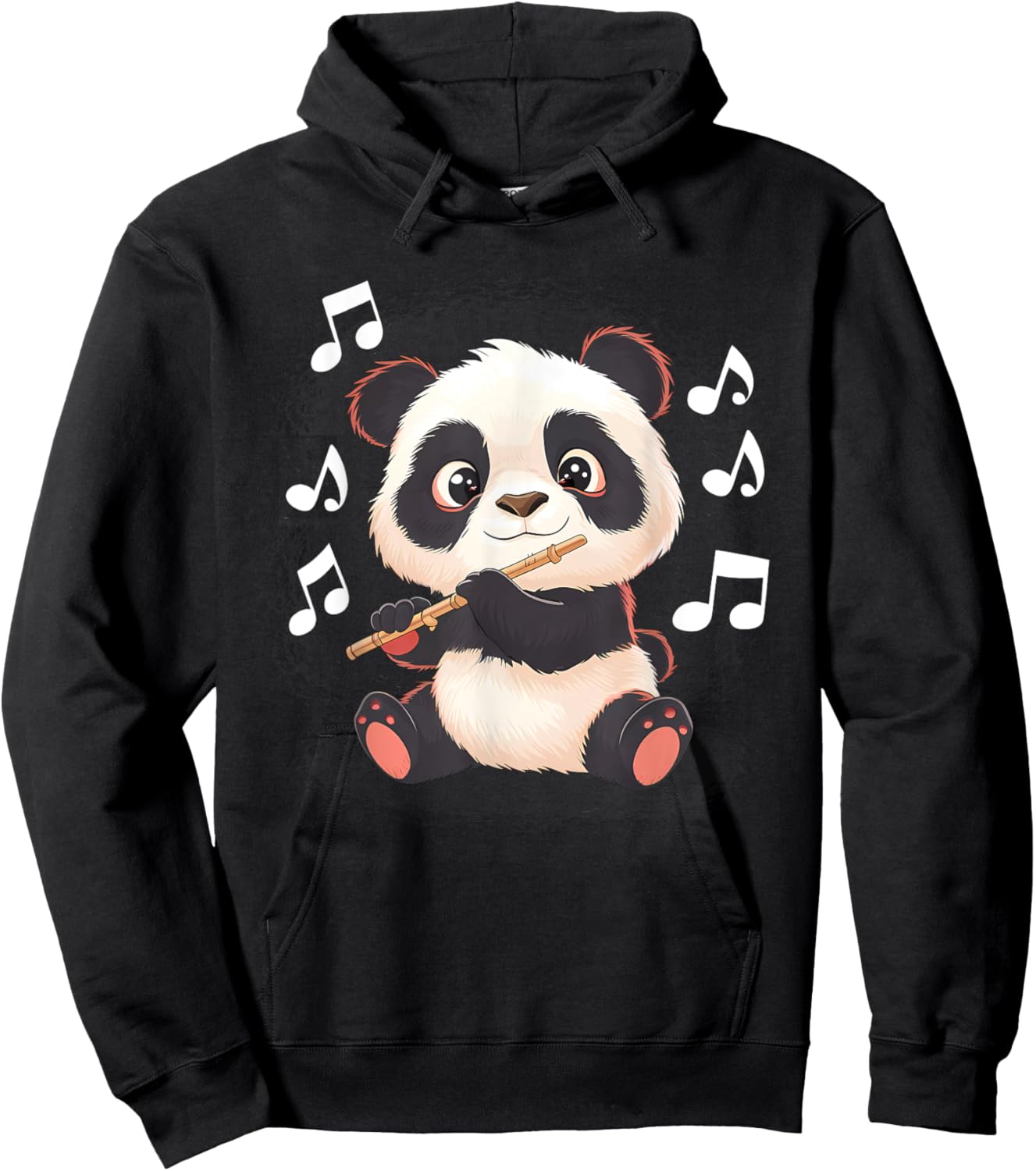 Panda Playing Flute Hoodie - Hoodie | Black