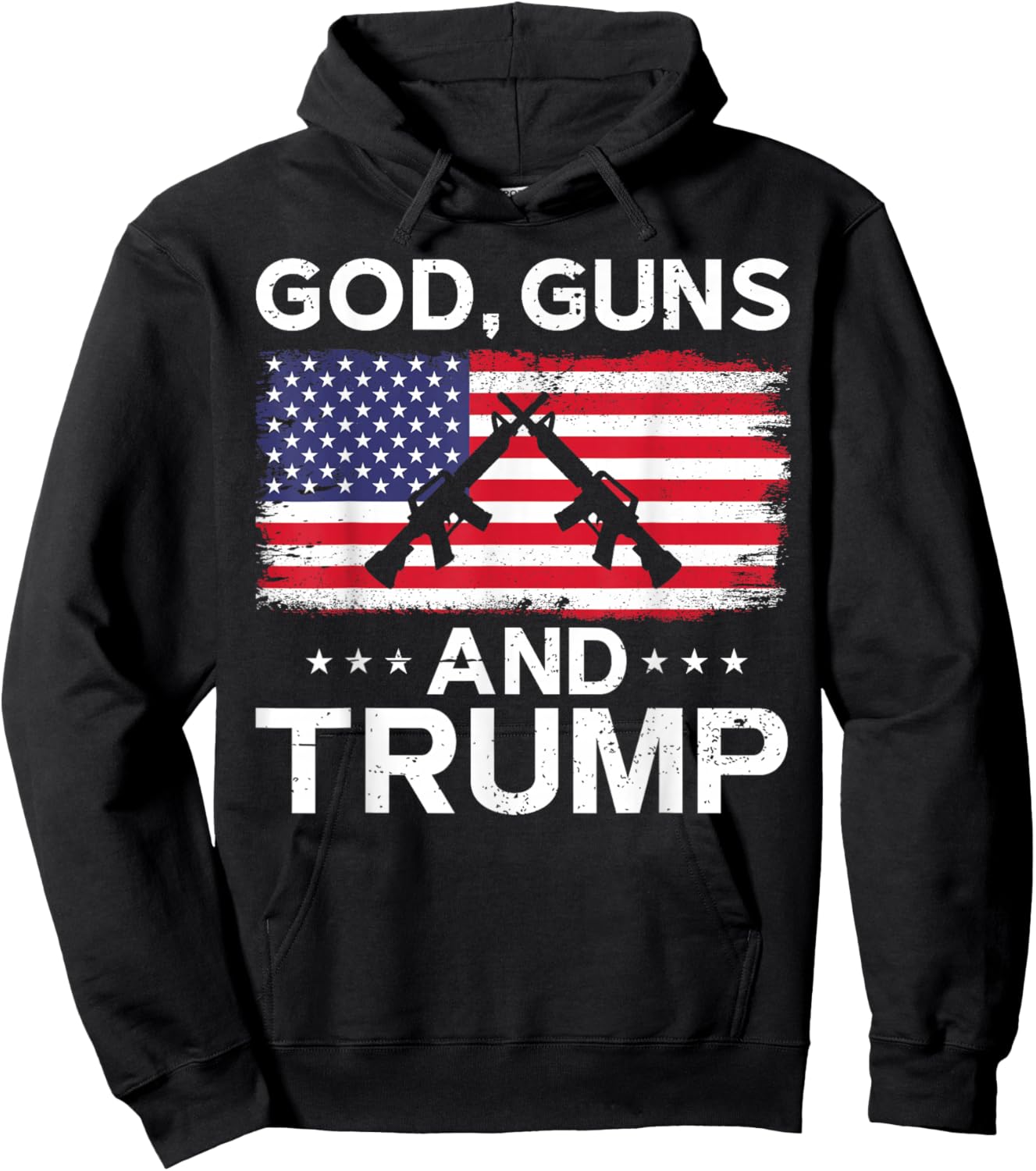 2024 President Donald Trump God Guns And Trump , black Hoodie - Hoodie | Black