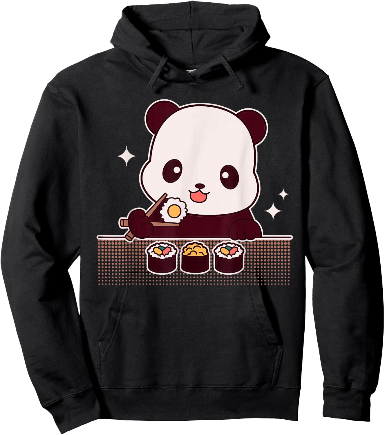 Panda Eating Sushi Cute Panda Bear Lovers Hoodie - Hoodie | Black