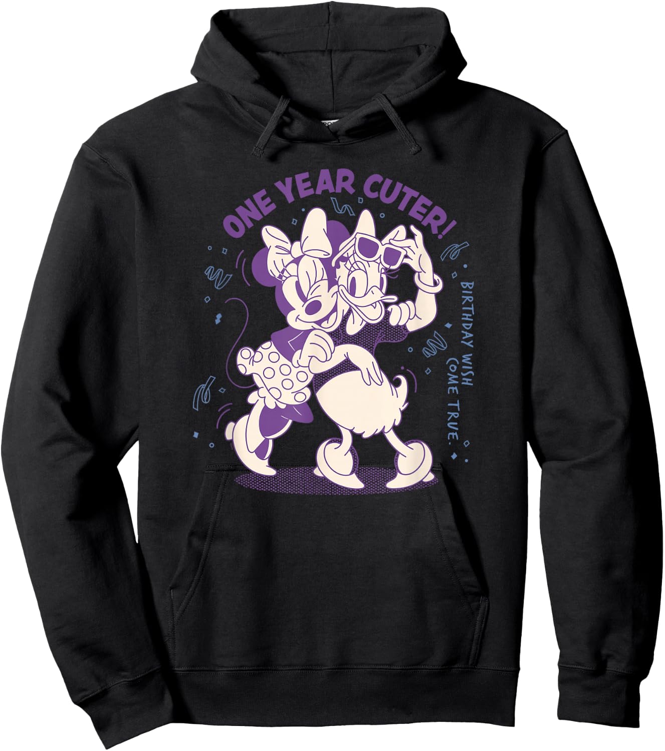 Disney Minnie Mouse Daisy Duck Birthday Wish One Year Cuter Hoodie - Hoodie | Black
