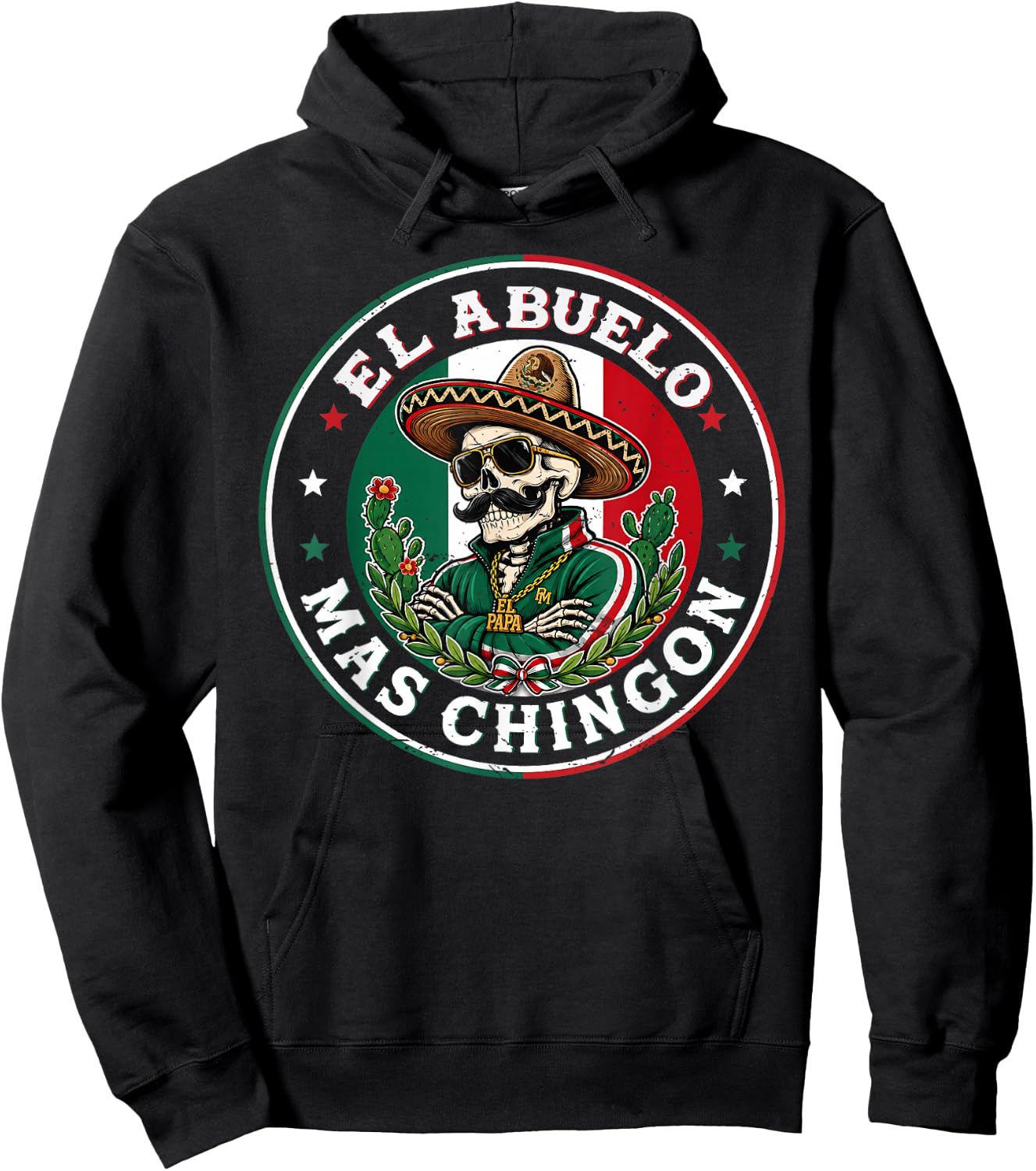El Abuelo Mas Chingon Funny Mexico Mexican Grandpa Fathers Hoodie - Hoodie | Black