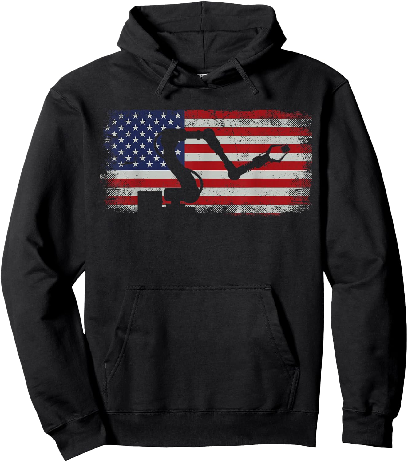 Robot Robotics Engineer American Flag Vintage Hoodie - Hoodie | Black