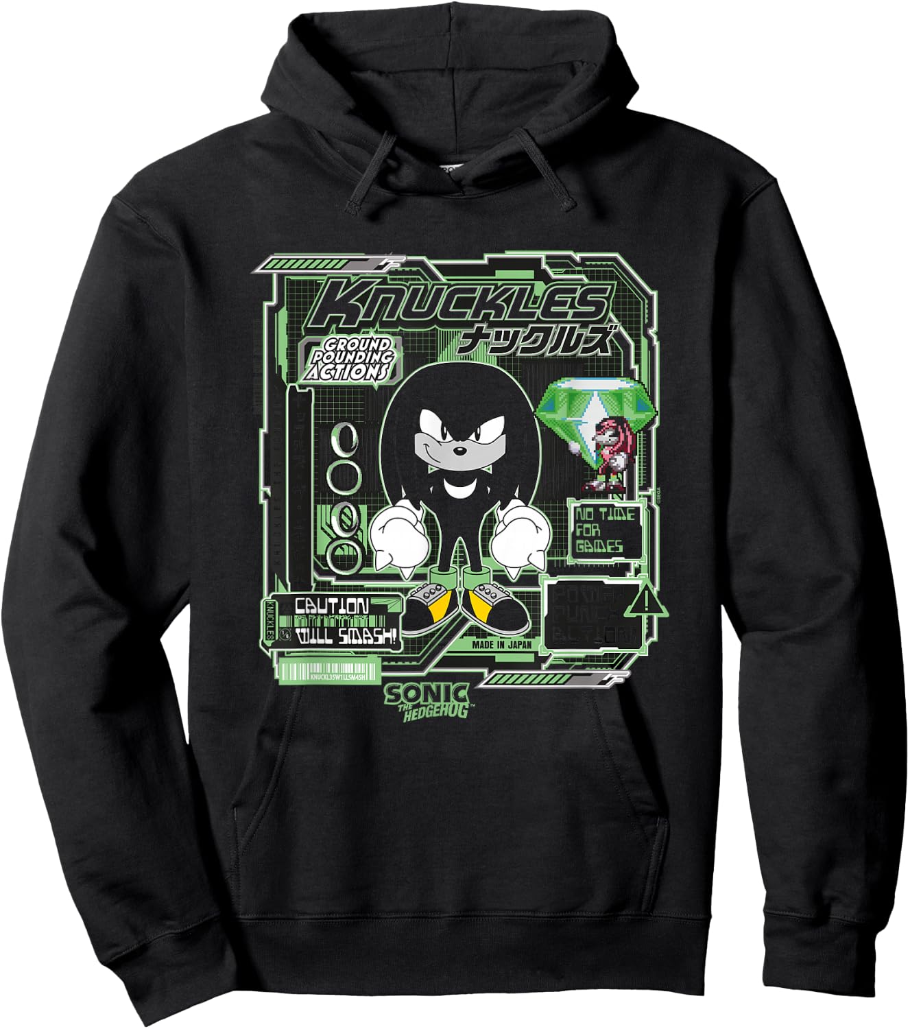 Sonic The Hedgehog Knuckles Vintage Kanji Poster Hoodie - Hoodie | Black