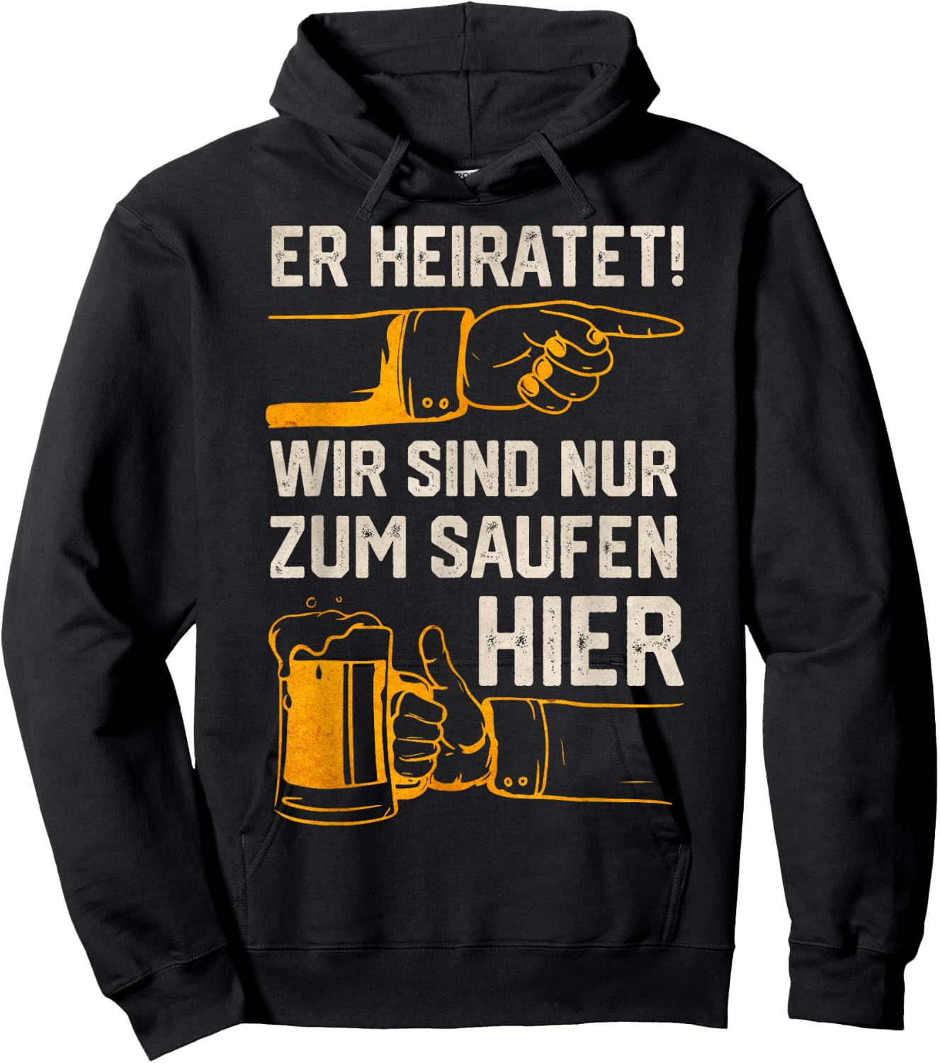 Stag Party Men's "Er Marrietet" (German Language) Hoodie - Hoodie | Black