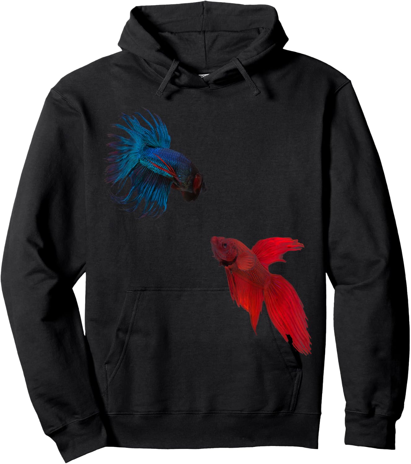 Red VS. Blue Betta Fish, Siamese Fighter Fish Gift Hoodie - Hoodie | Black