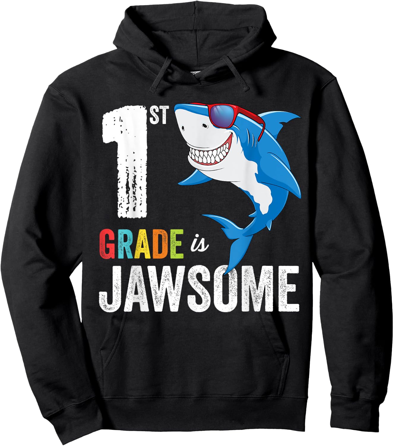 First Grade Shirt Boys Girls Shark First Day of School Hoodie - Hoodie | Black
