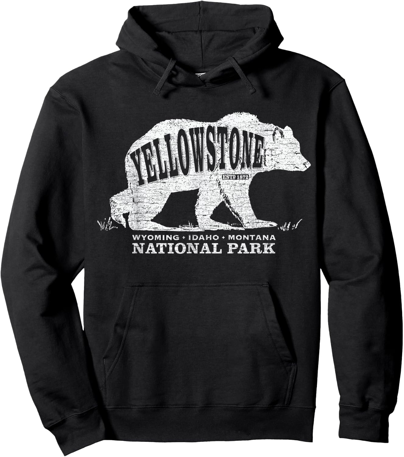 Grizzly Bear Yellowstone National Park Est. 1872 Hoodie - Hoodie | Black