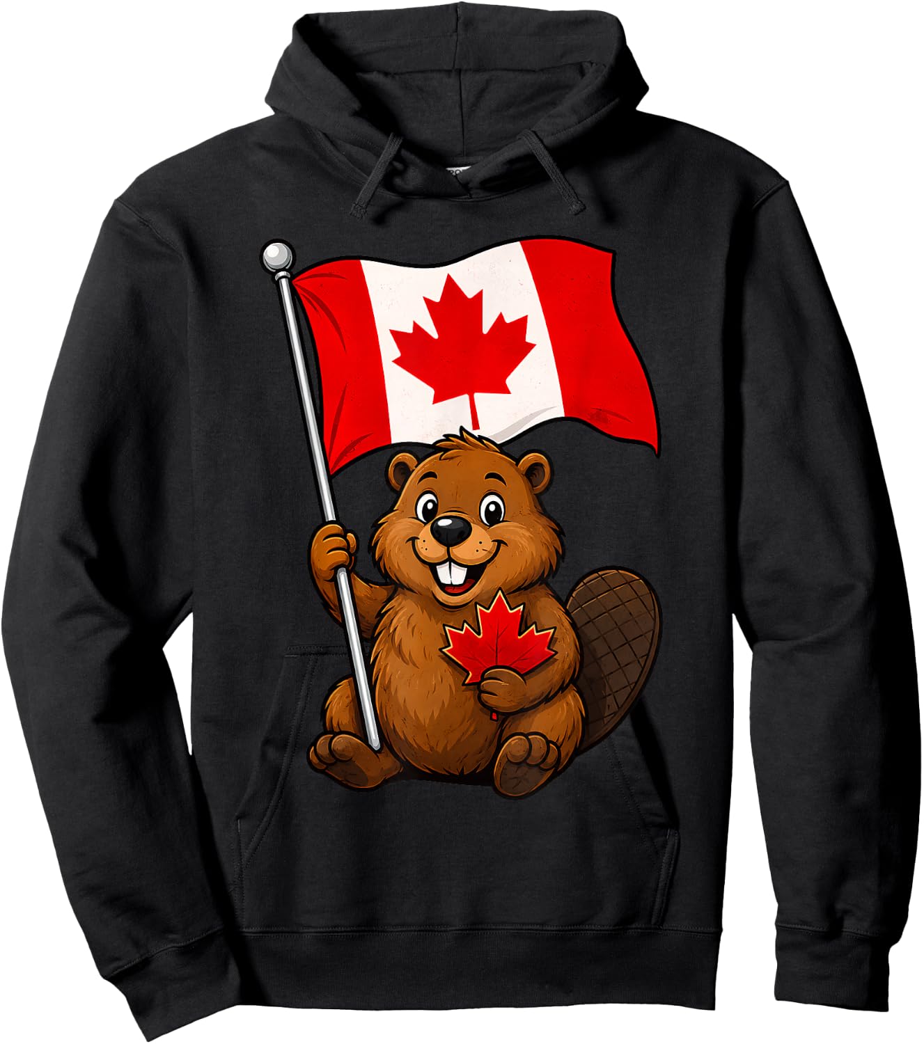 Cute Beaver Flag Patriotic Maple Leaf Canada Day Canadian Hoodie - Hoodie | Black