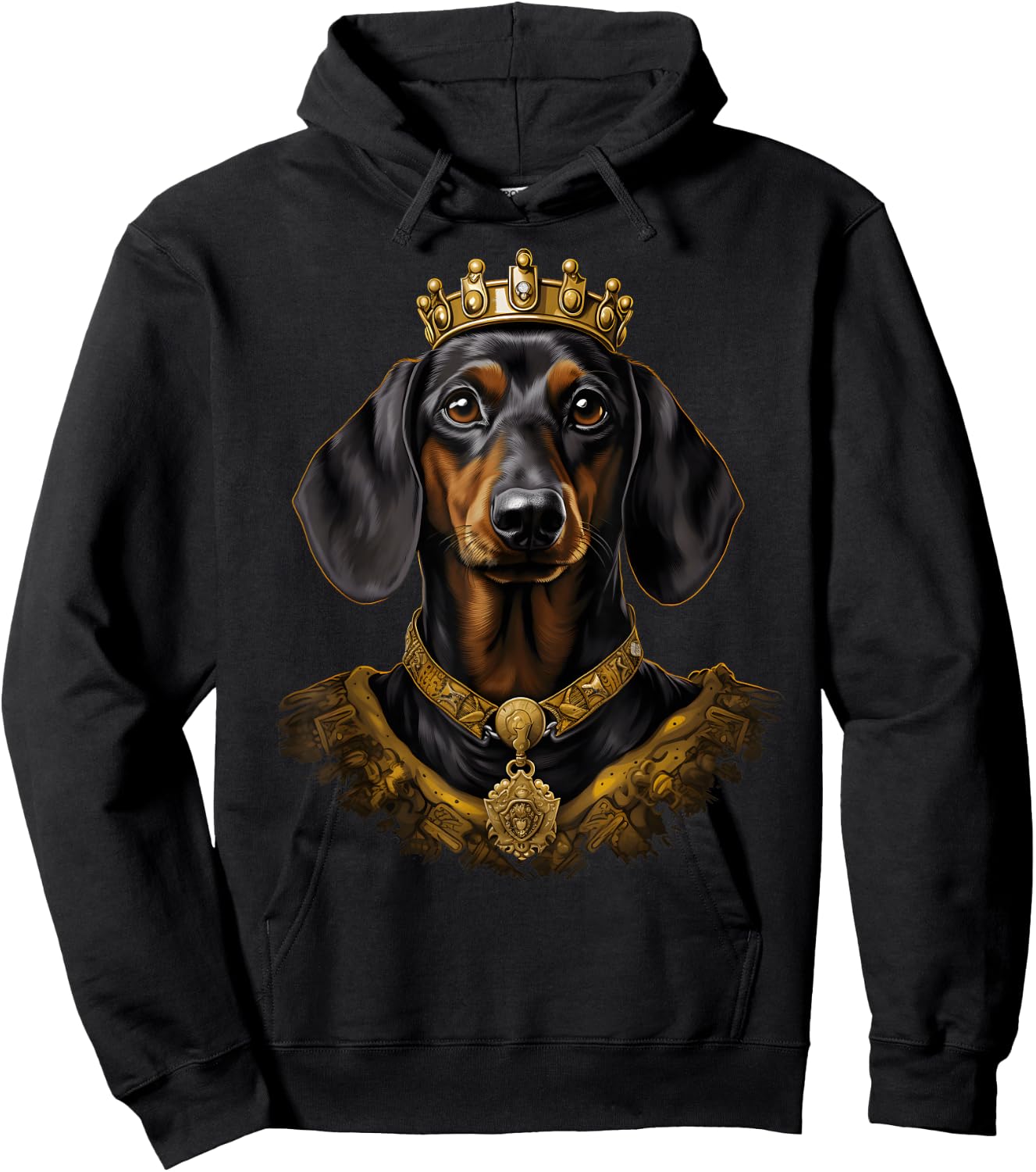 Royal Nobility Regal Dachshund: Canine Royalty with Crown Hoodie - Hoodie | Black