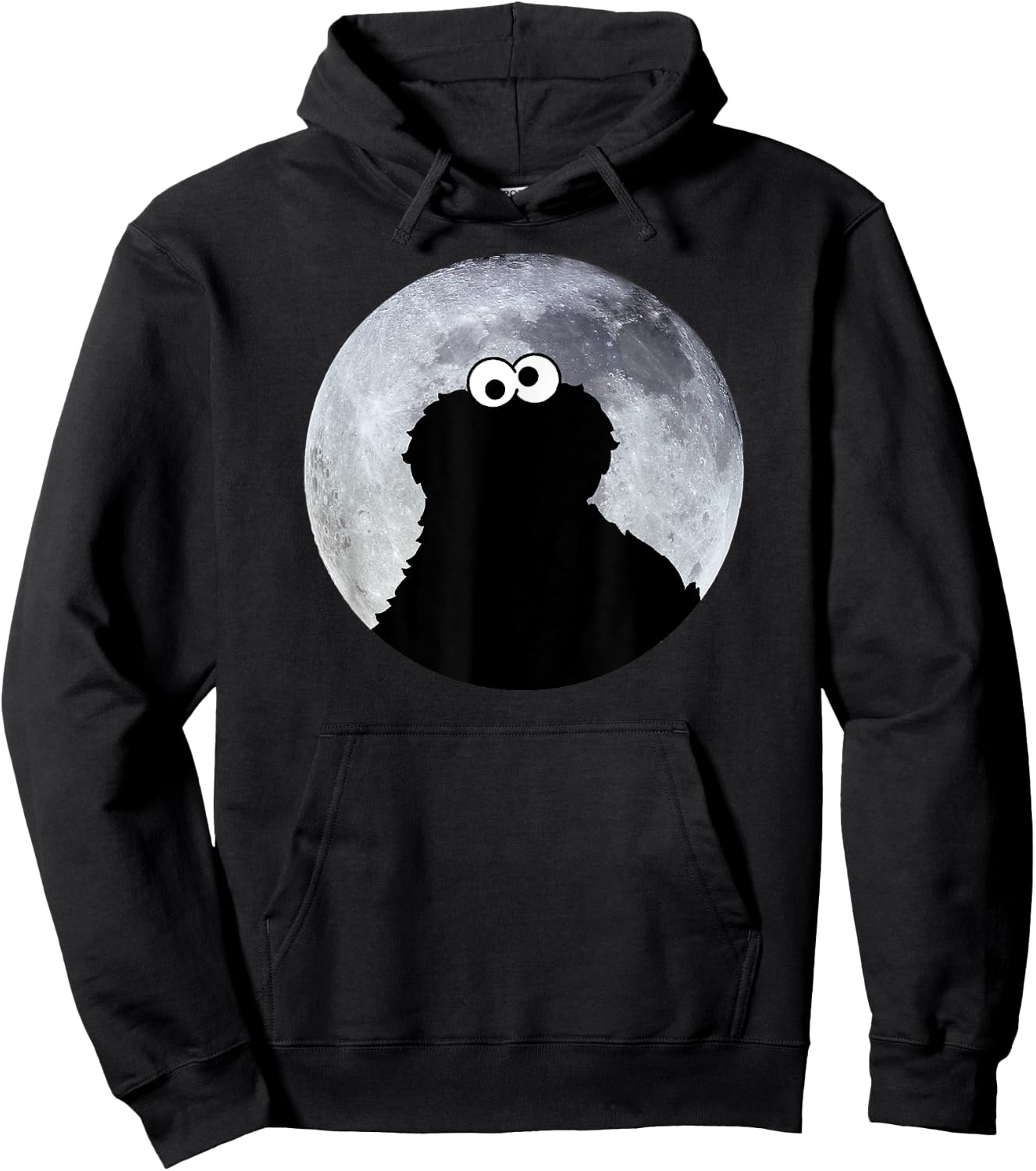 Sesame Street Cookie Monster in Moonlight Shadow Moonnight , black Hoodie - Hoodie | Black