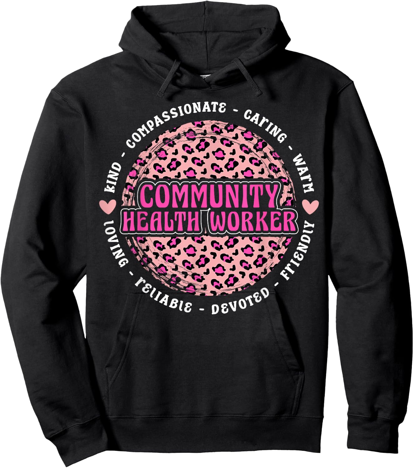 Community Health Worker Leopard Hoodie - Hoodie | Black
