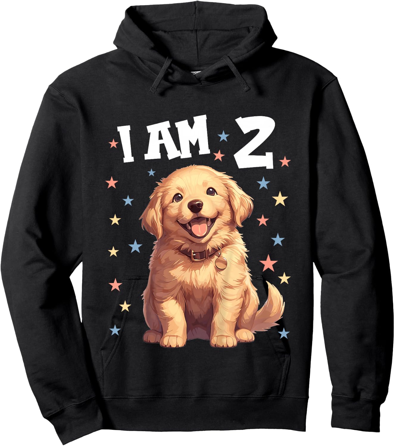 Kids 2 Years old 2th birthday Golden Retrievers Golden Retriever Hoodie - Hoodie | Black