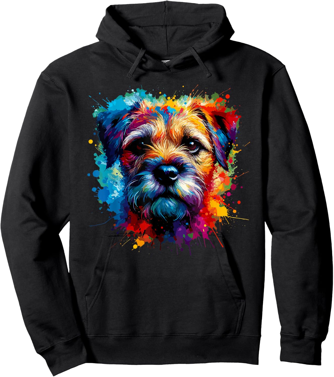 Colourful Splash Art Border Terrier Border Terriers Hoodie - Hoodie | Black