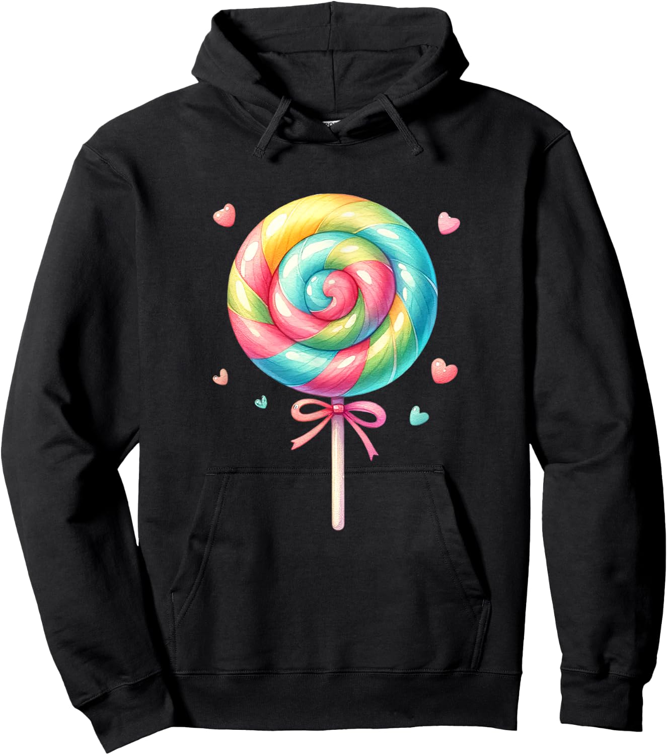 Lollipop Rainbow Candy Kids Girls Cute , black Hoodie - Hoodie | Black