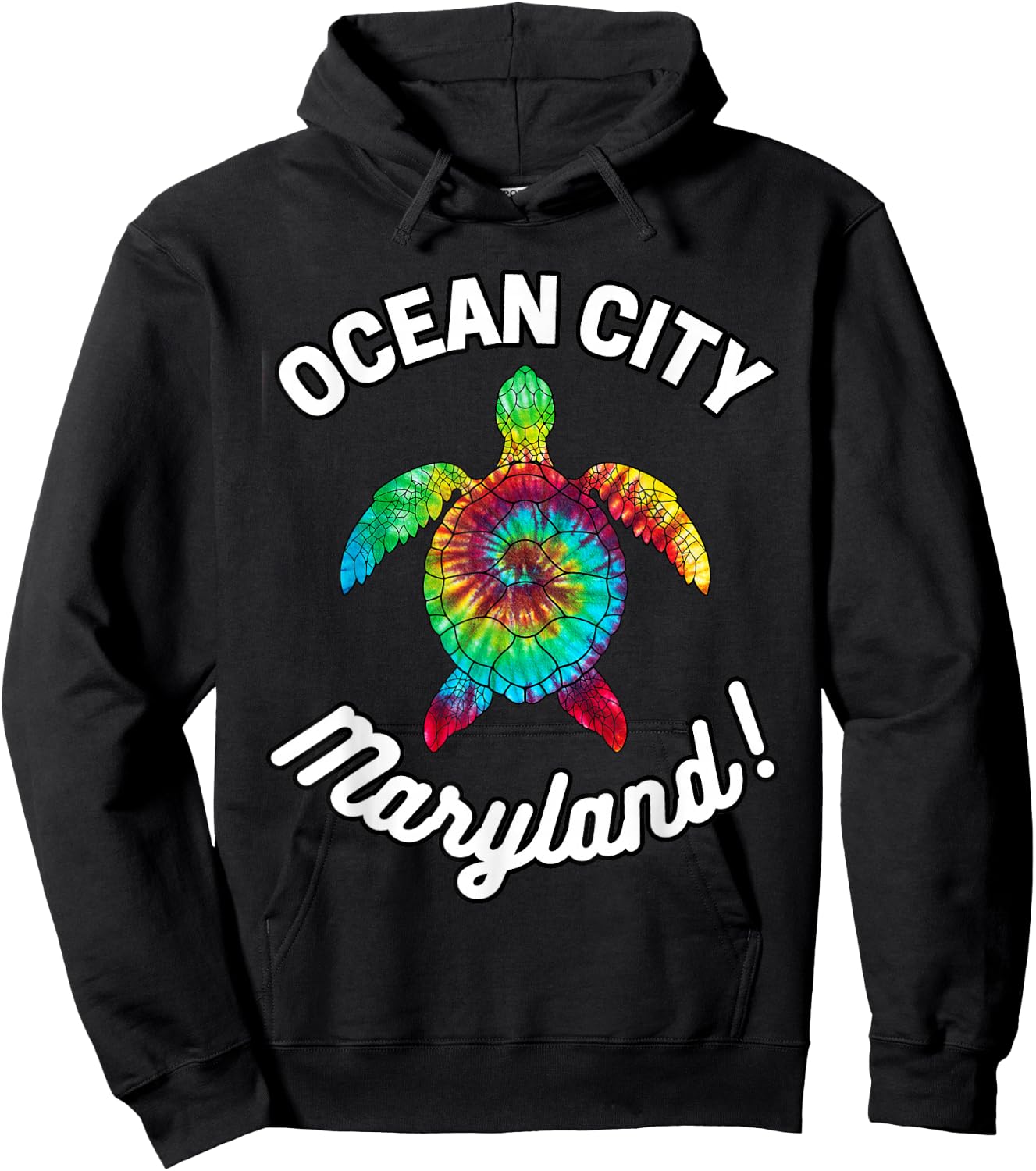 Ocean City Maryland Tie Dye Boho Turtle Turtles MD Hoodie - Hoodie | Black