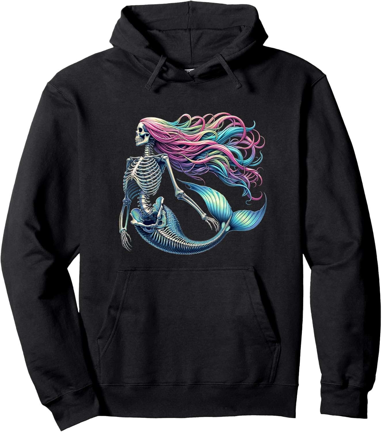 Mermaid Skeleton - Scary Halloween Hoodie - Hoodie | Black