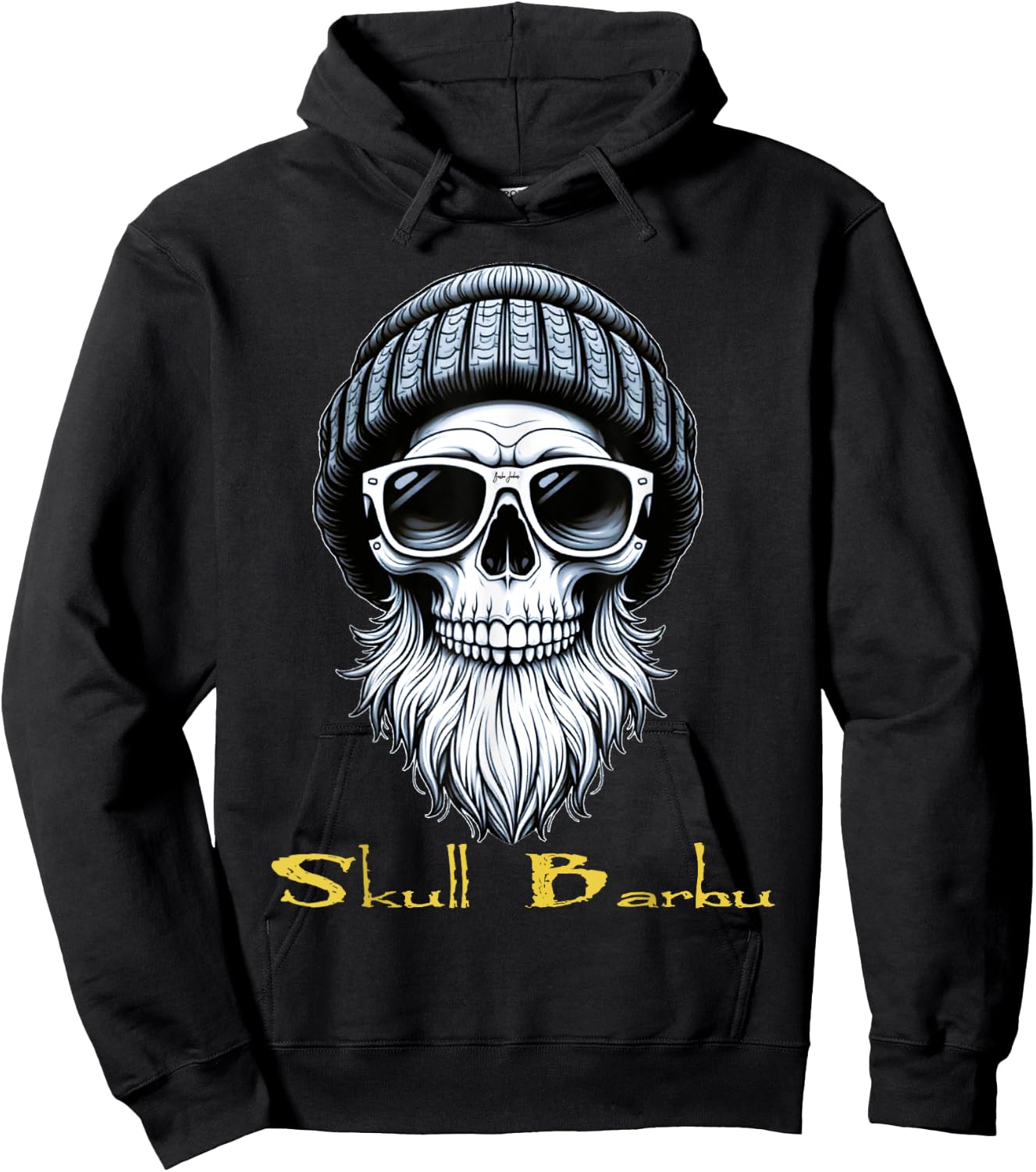 Skull Bearded Skull Beard Gift , Black, S Hoodie - Hoodie | Black