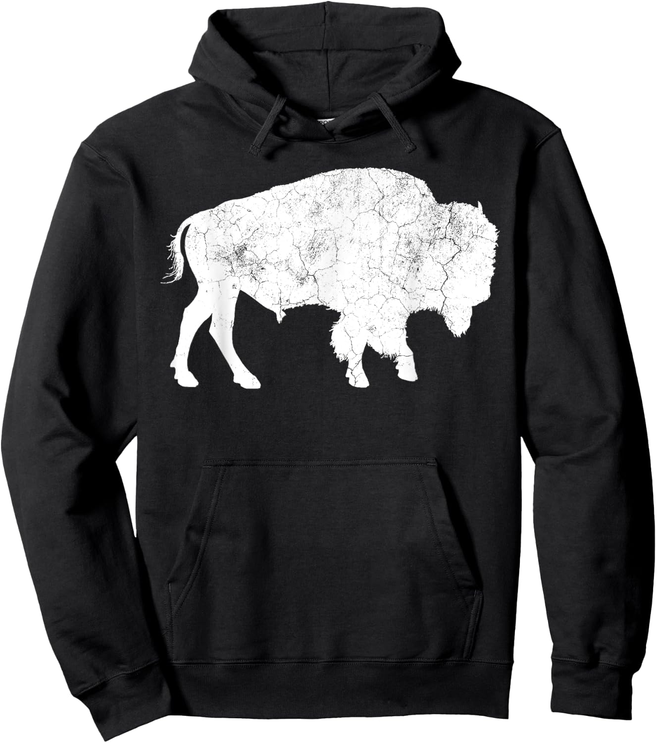 Distressed Buffalo Retro Bison Animal Lover Shirt Men Women Hoodie - Hoodie | Black