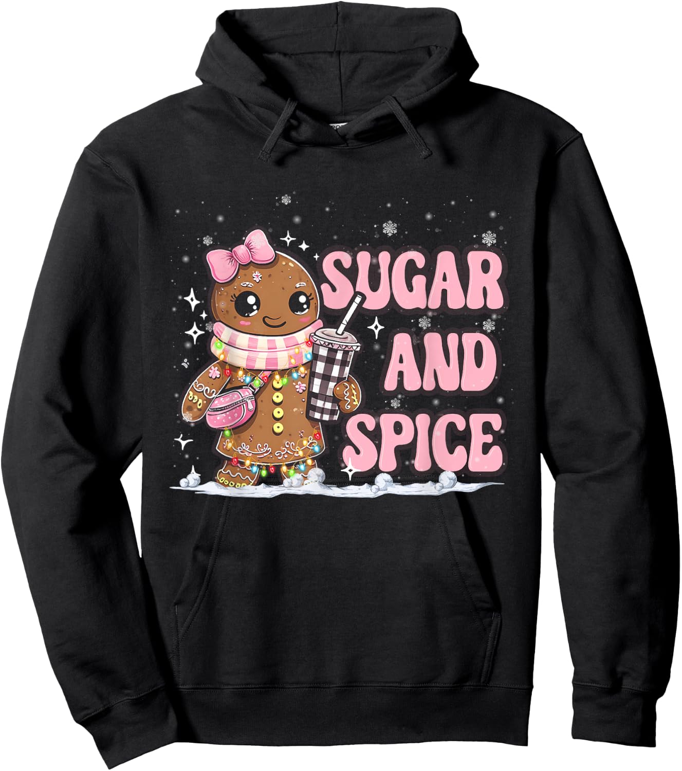 Sugar Spice Gingerbread Bougie Pink Christmas Retro Cookie Hoodie - Hoodie | Black