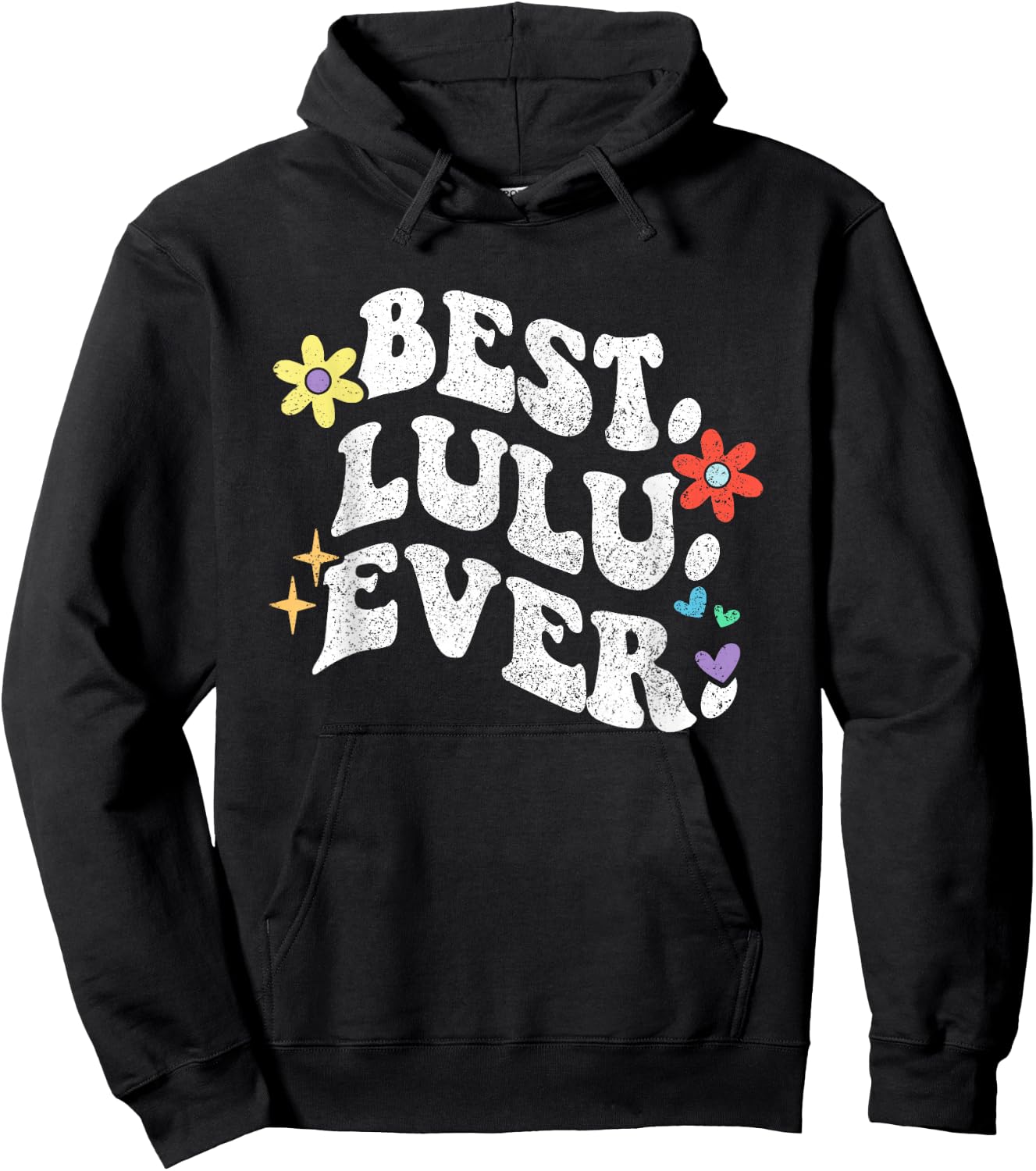 Retro Groovy Best Lulu Ever Name Mother's Day Daughter Hoodie - Hoodie | Black