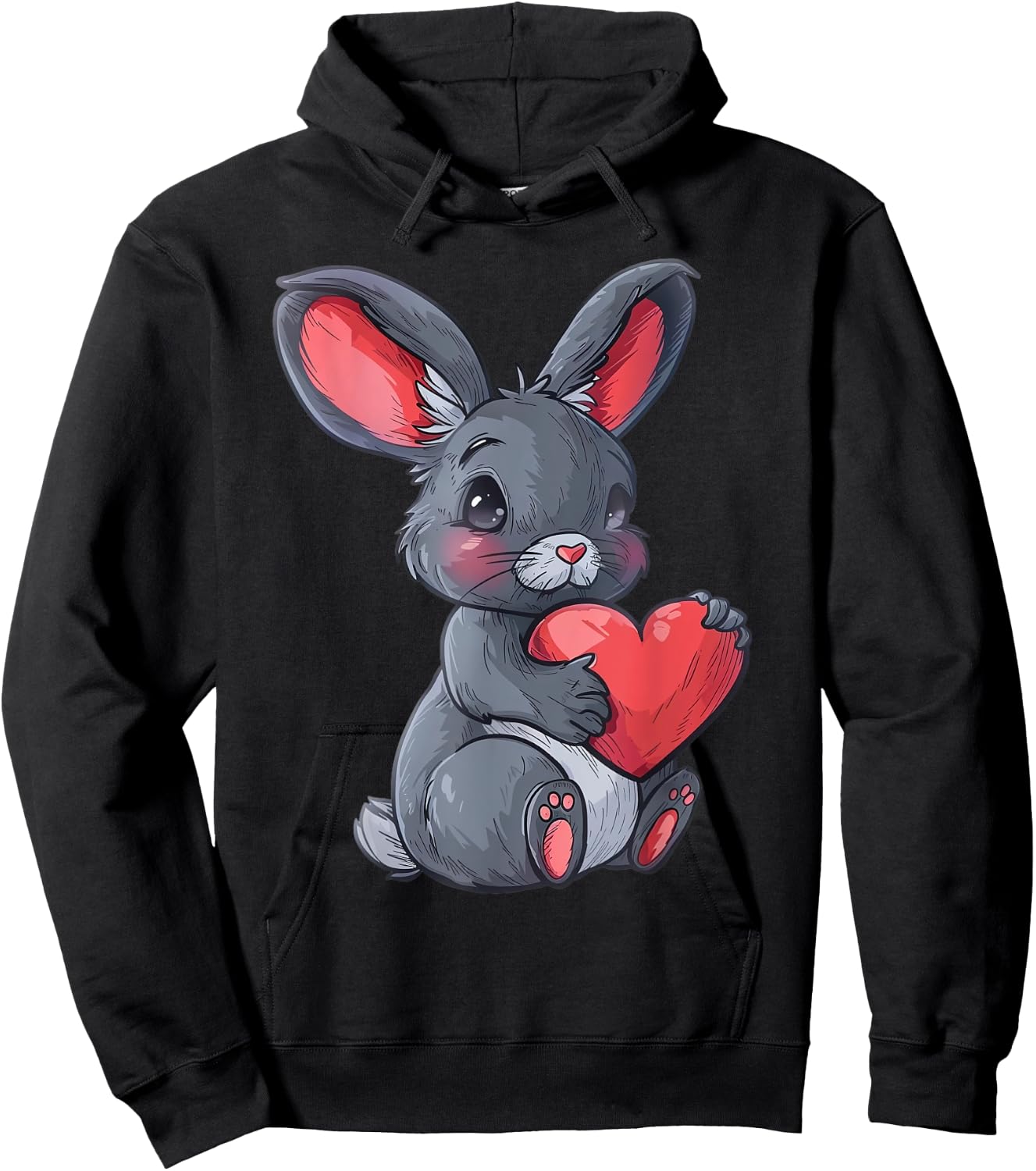 Niedlicher Hase Mit Herz Liebevolles Design Hoodie - Hoodie | Black
