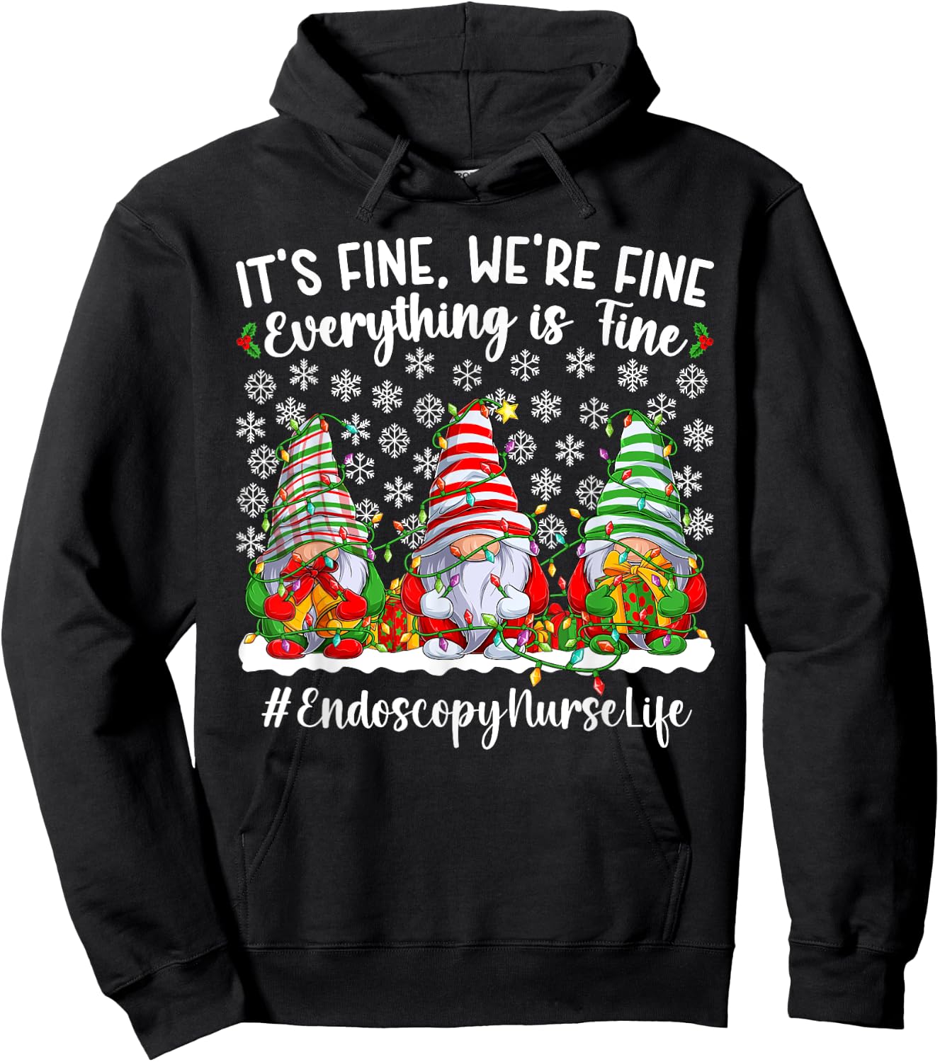 Funny Endoscopy Nurse Christmas Endoscopy Nursing Xmas Party Hoodie - Hoodie | Black