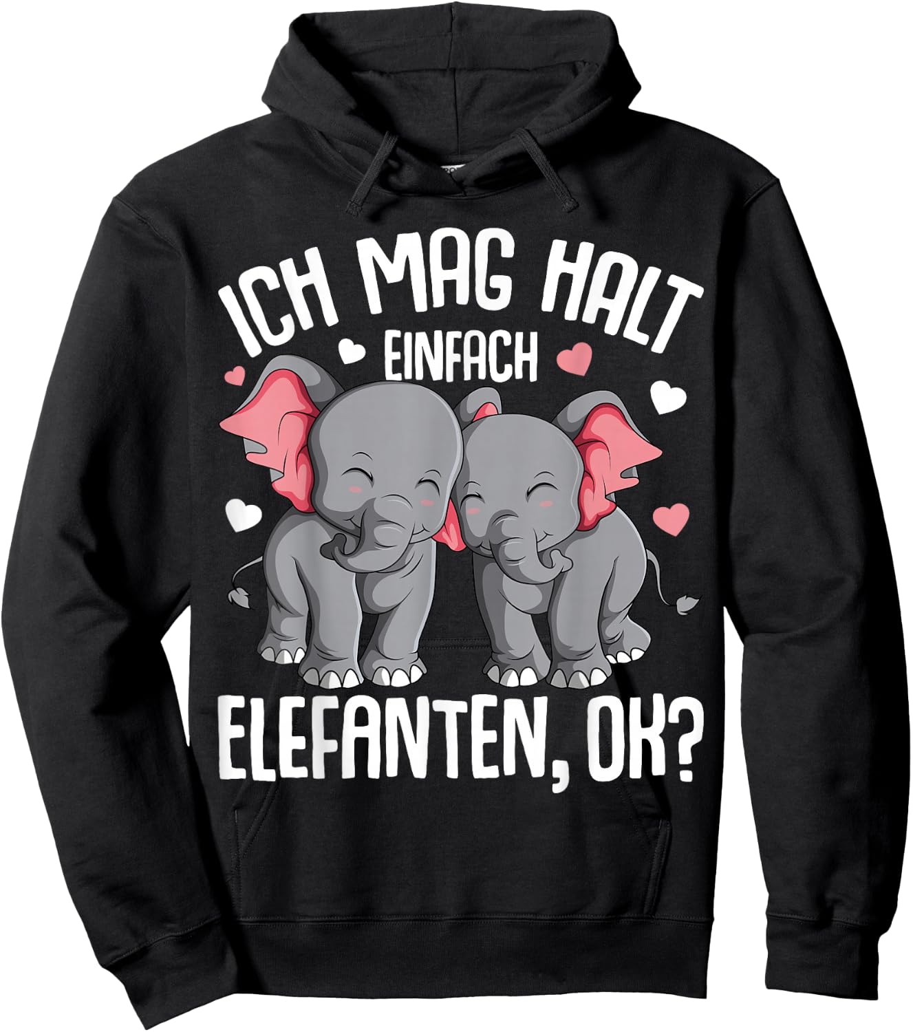 Ich mag halt Elefanten Damen Kinder Hoodie - Hoodie | Black