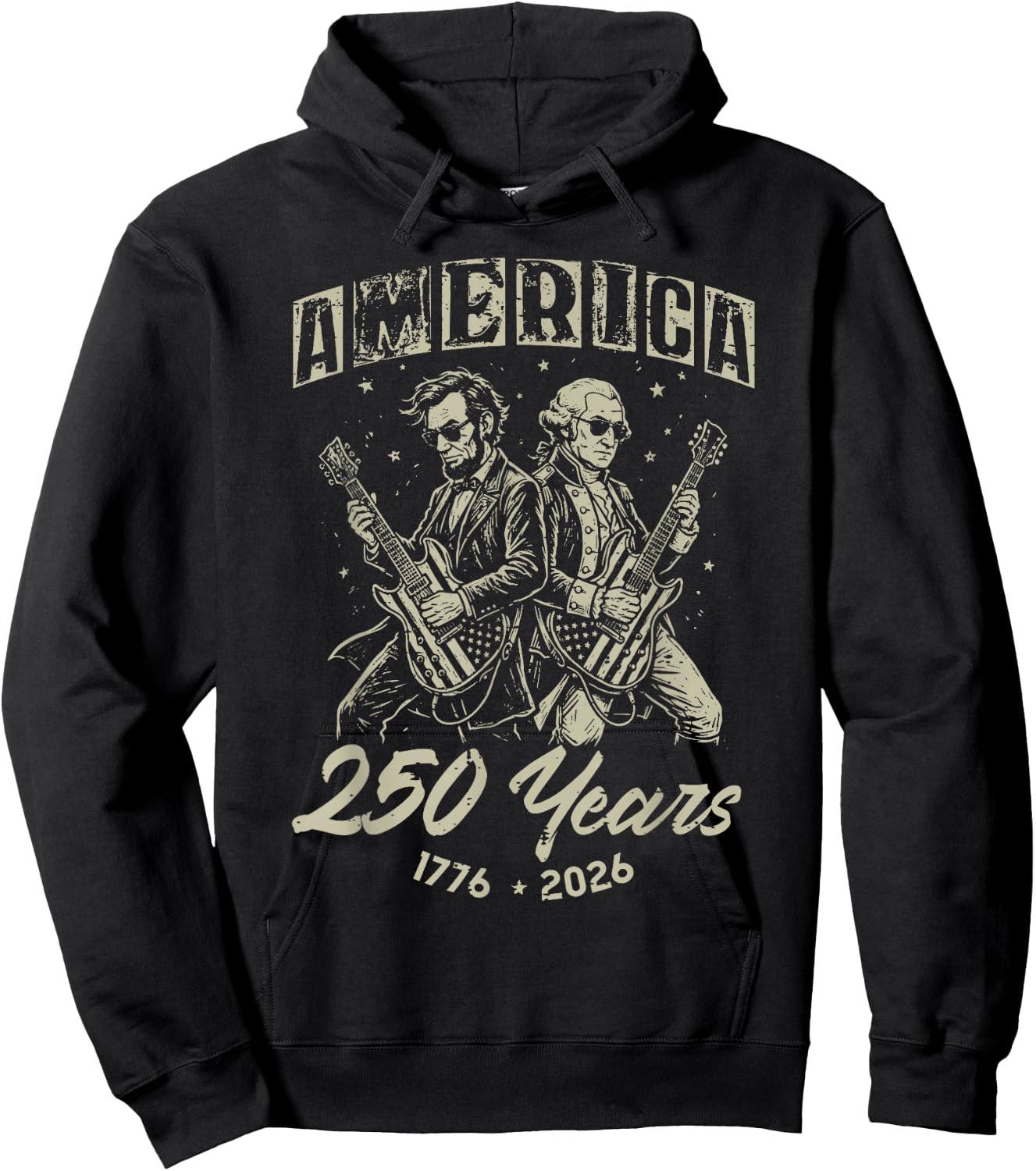 America 250 Lincoln Washington 250th Anniversary 4th of July Hoodie - Hoodie | Black