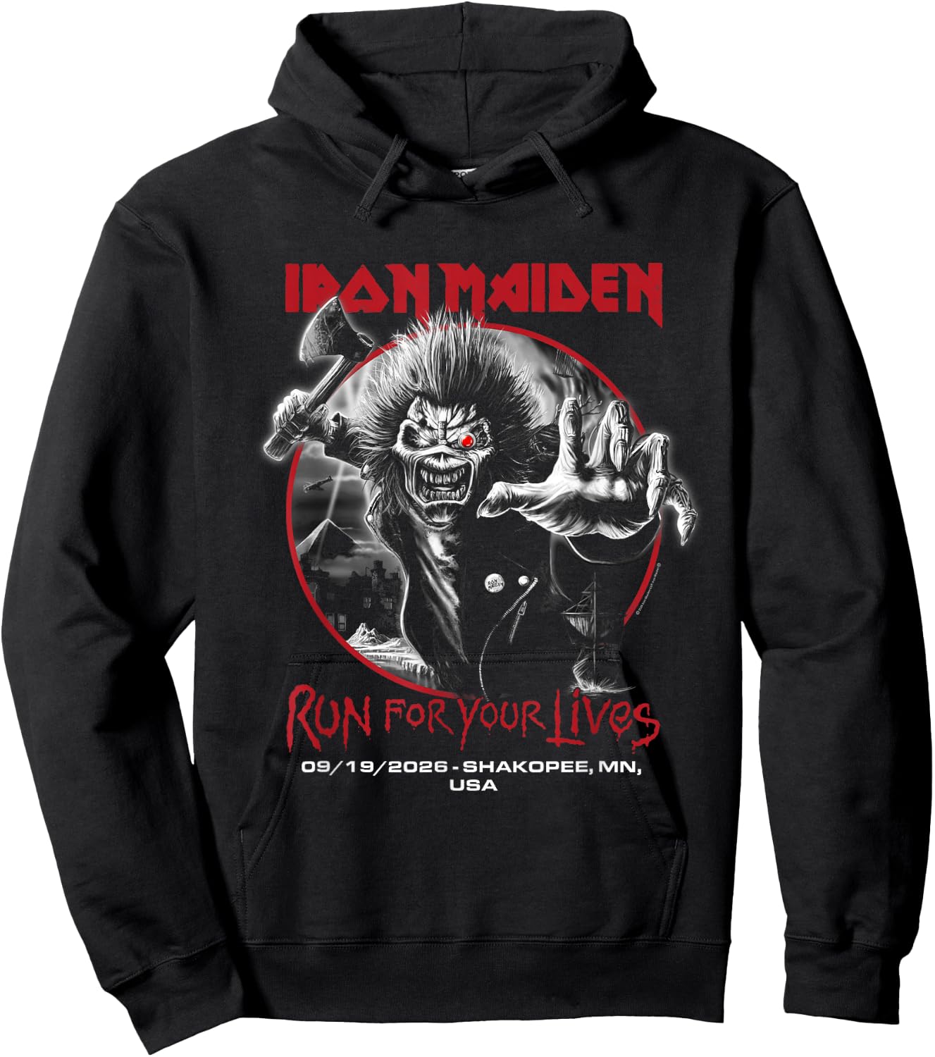 Iron Maiden Run for Your Lives Tour 2026 Shakopee Hoodie - Hoodie | Black